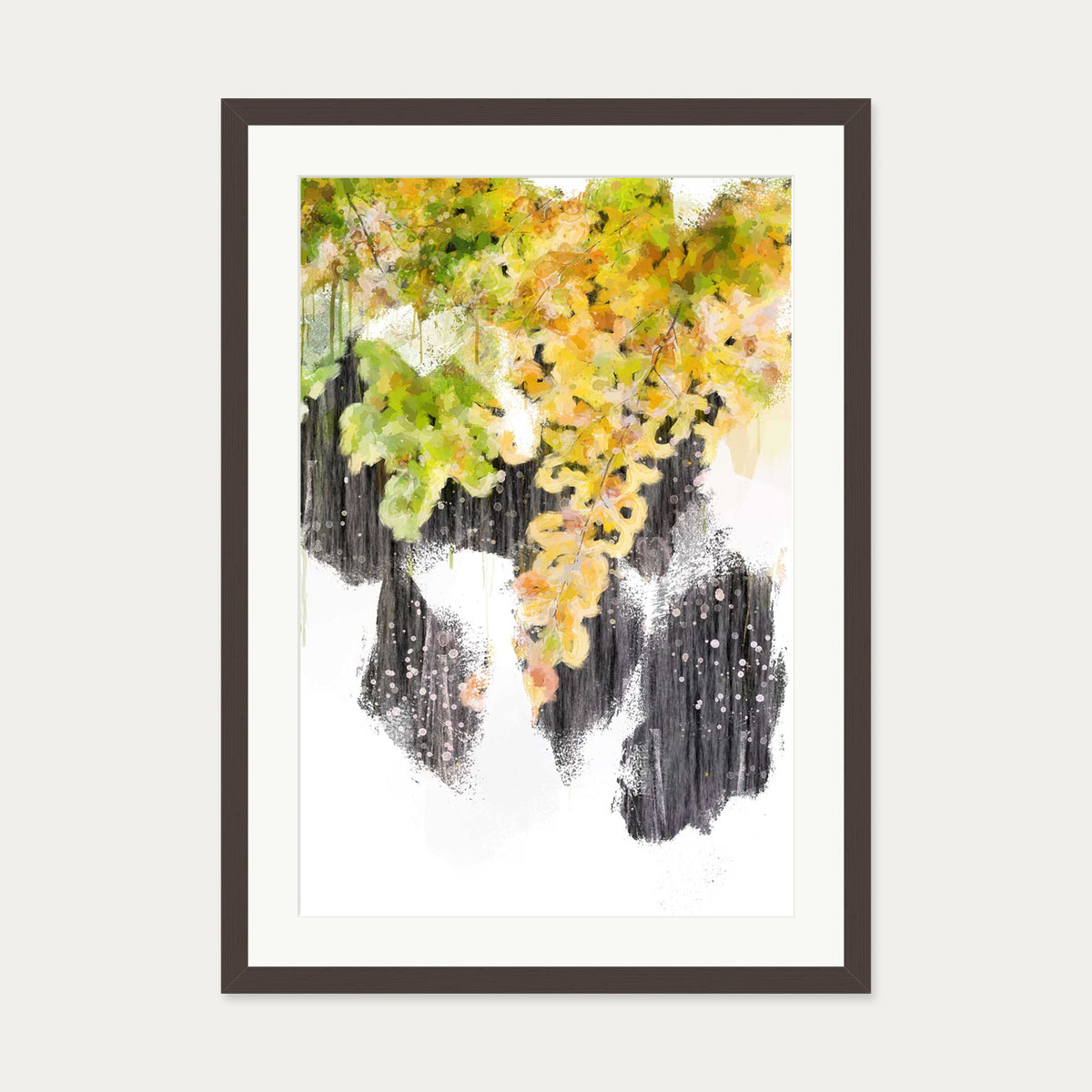 Japanese Botanical Art Print — 50 x 70 cm — Brown Frame
