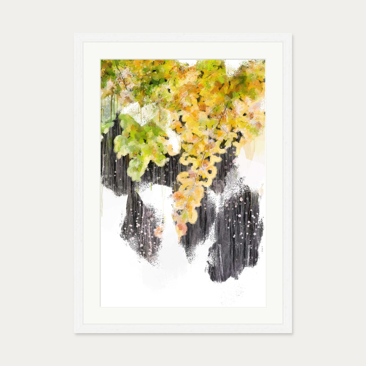 Japanese Botanical Art Print — 50 x 70 cm — White Frame