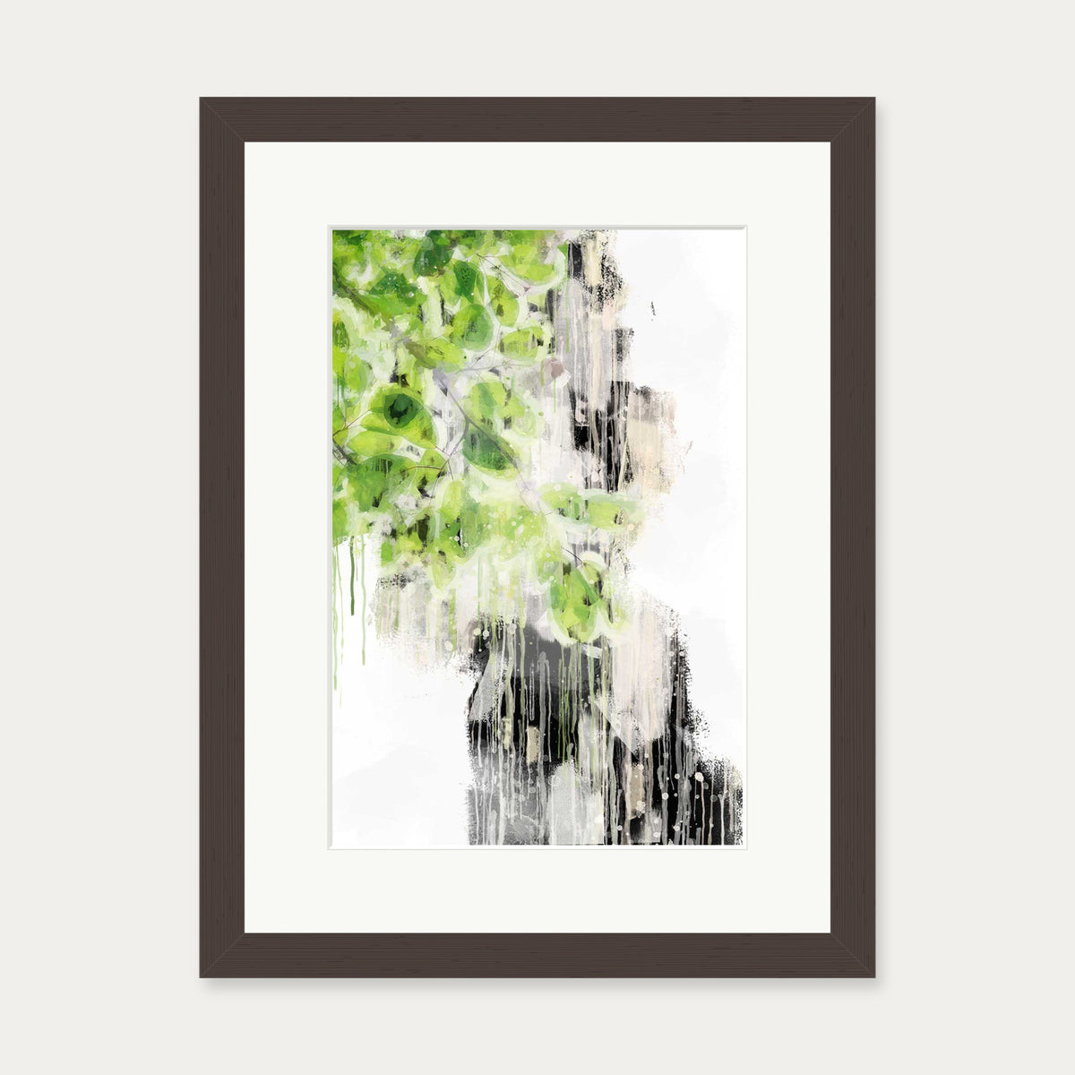 Japanese Botanical Stem Art Print — 30 x 40 cm — Brown Frame
