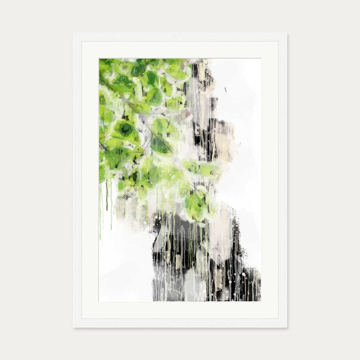 Japanese Botanical Stem Art Print — 50 x 70 cm — White Frame