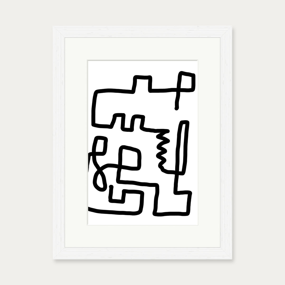 Labyrinth Line Art Print — 30 x 40 cm — White Frame