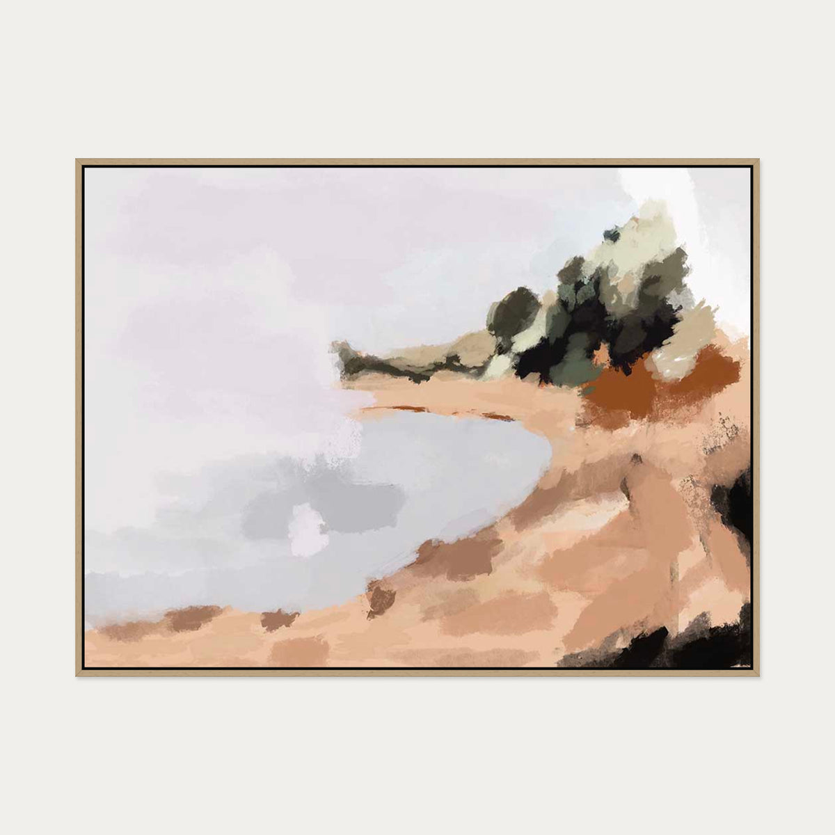 Landscape Study I Canvas Art — 90 x 120 cm — Oak Frame