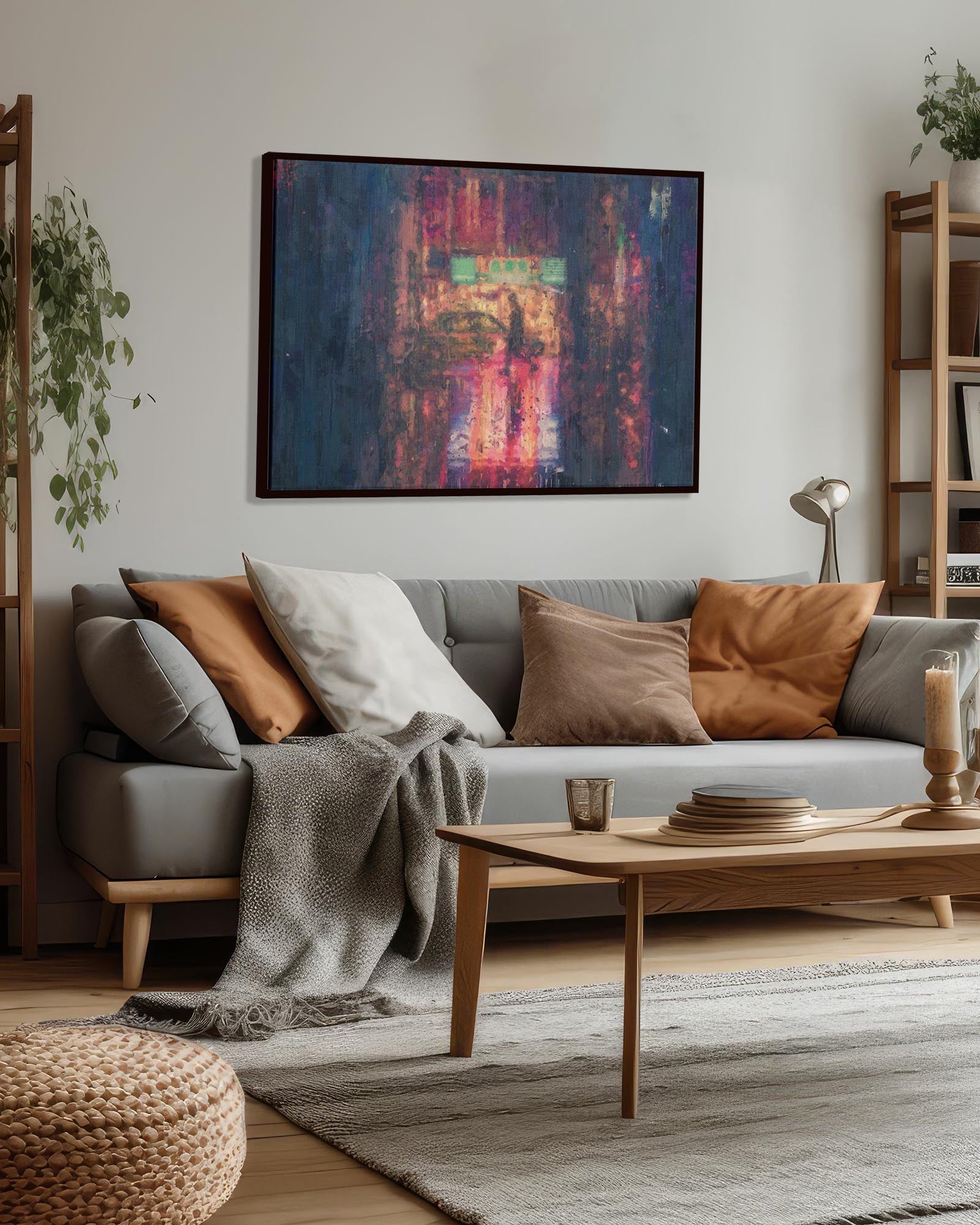 New York Alley Painting Framed Canvas-Abstract House