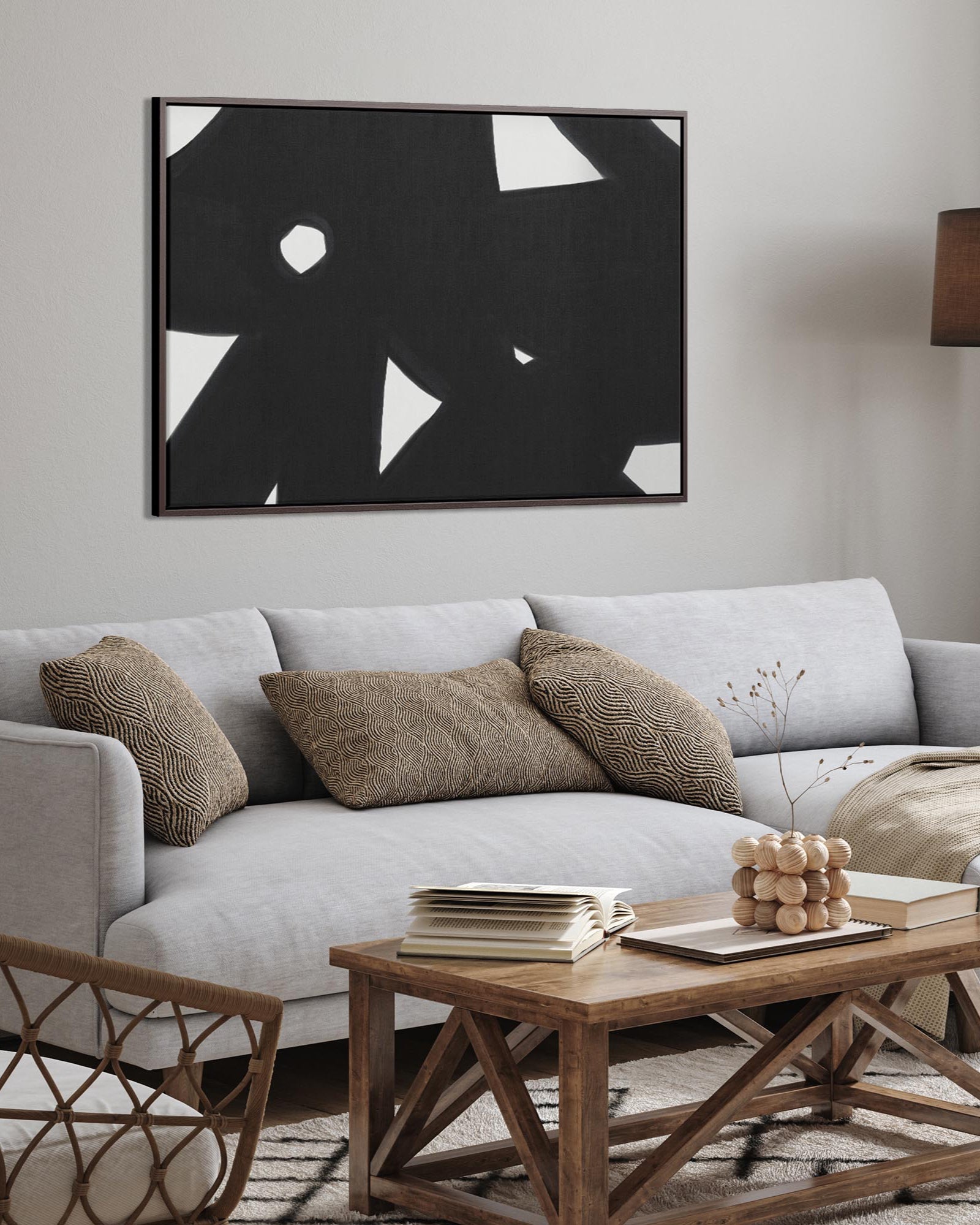 Black & White Abstract Framed Canvas-Abstract House