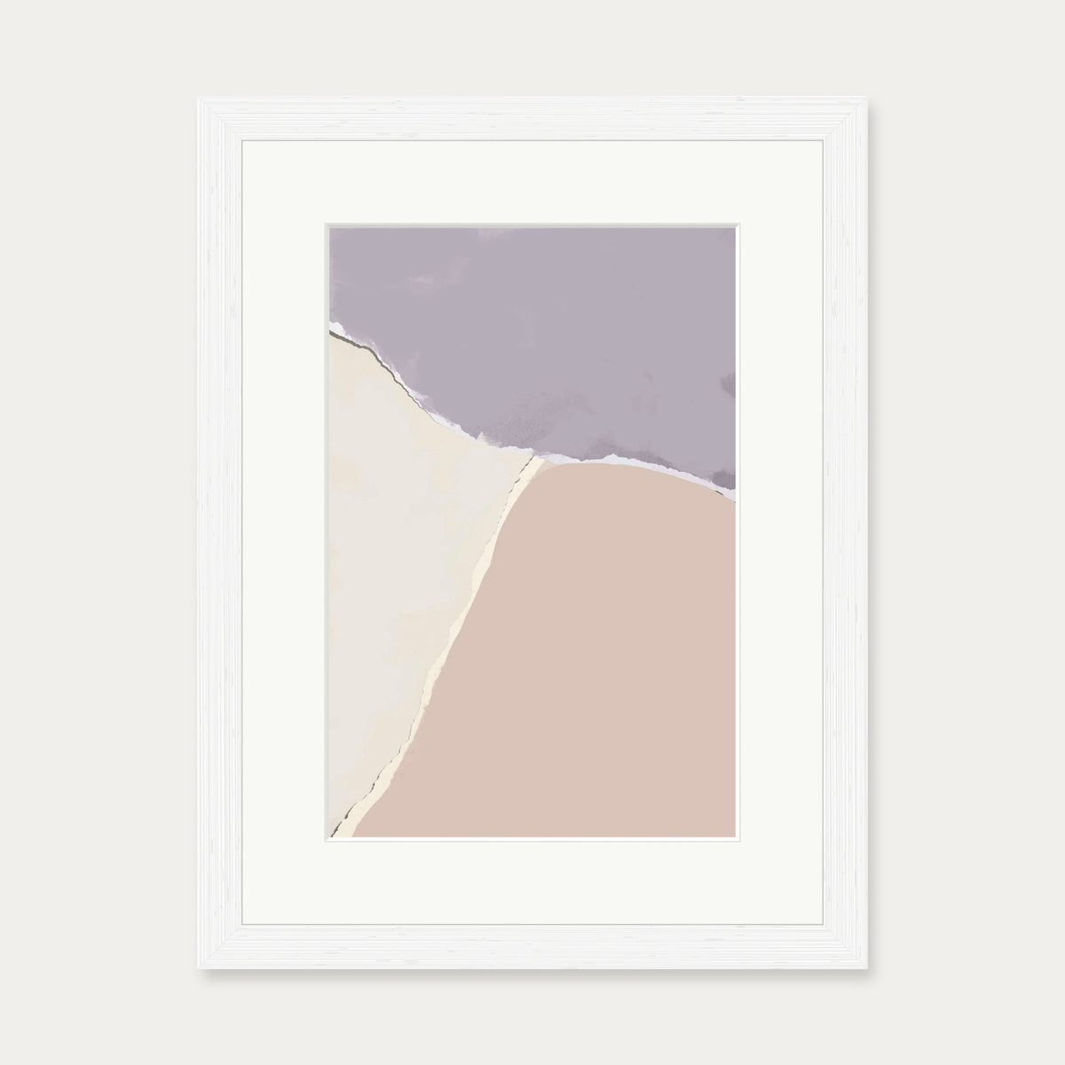 Lavender and Neutral Abstract Shapes Art Print — 30 x 40 cm — White Frame
