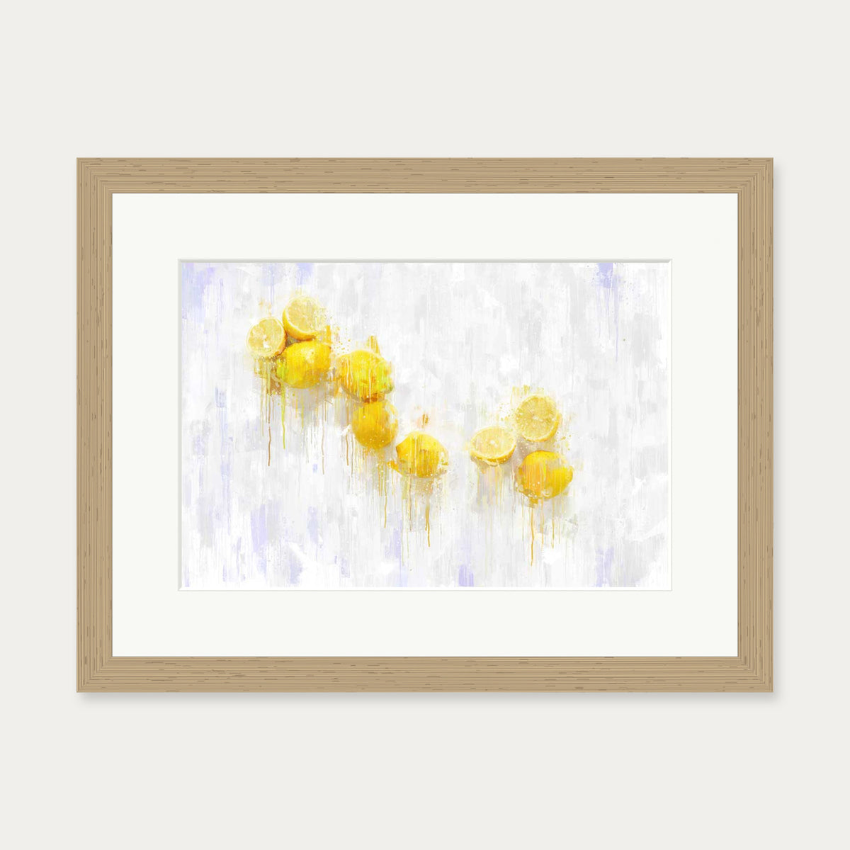 Lemons Still Life Art Print — 30 x 40 cm — Oak Frame