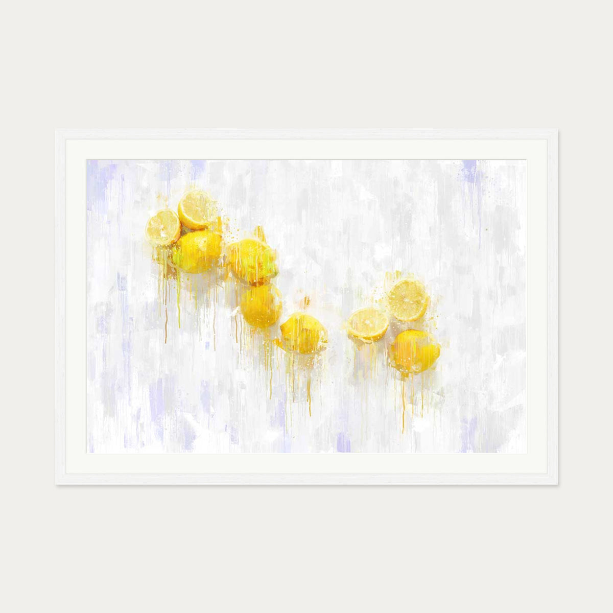 Lemons Still Life Art Print — 70 x 100 cm — White Frame