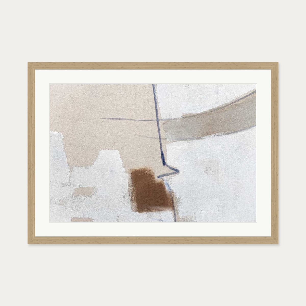 Light Taupe Textures Art Print — 50 x 70 cm — Oak Frame