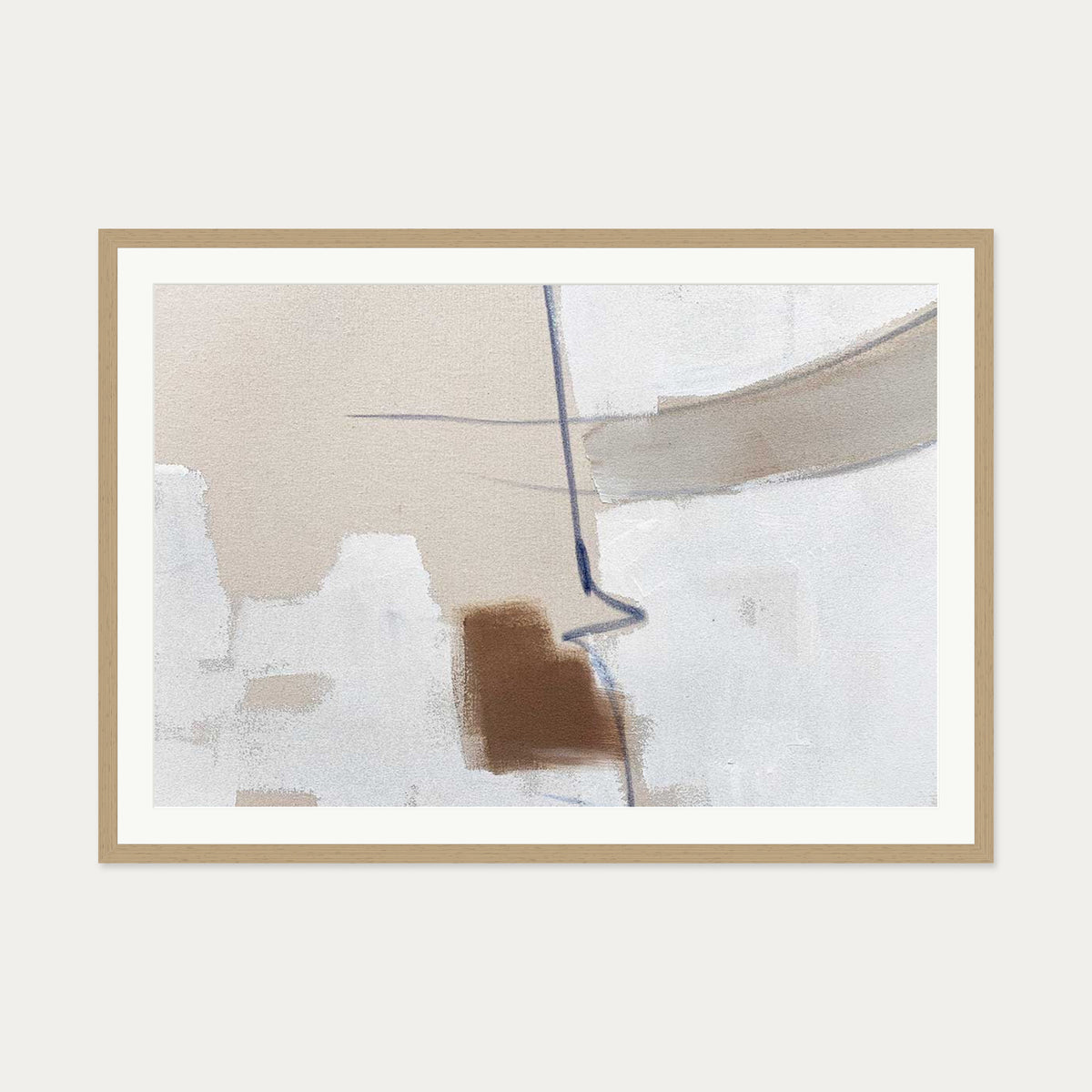 Light Taupe Textures Art Print — 70 x 100 cm — Oak Frame