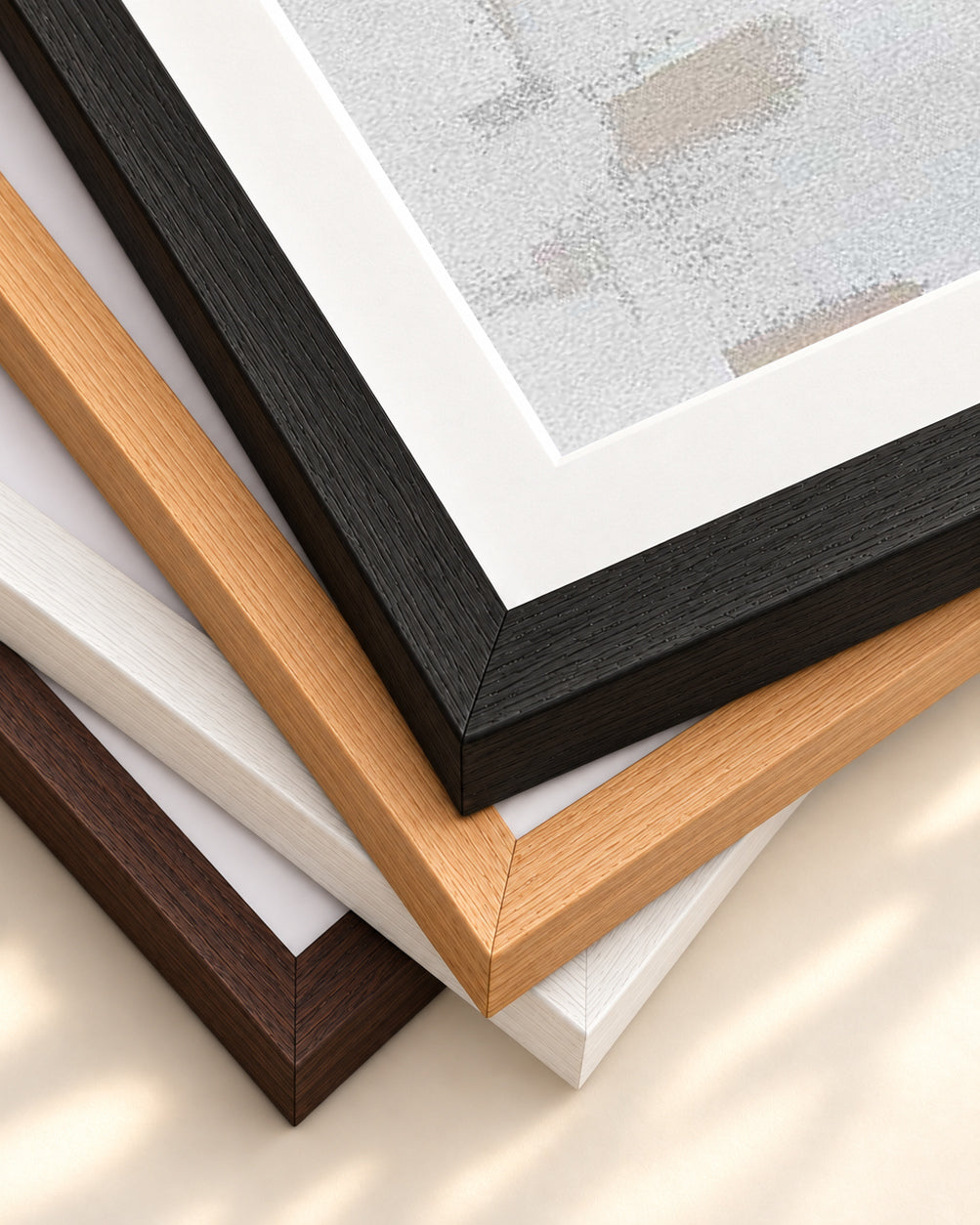 Light Taupe Textures Art Print — framed print corner with 5 cm mount and bevel