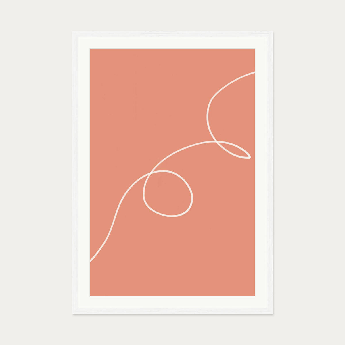 Line On Orange Art Print — 70 x 100 cm — White Frame