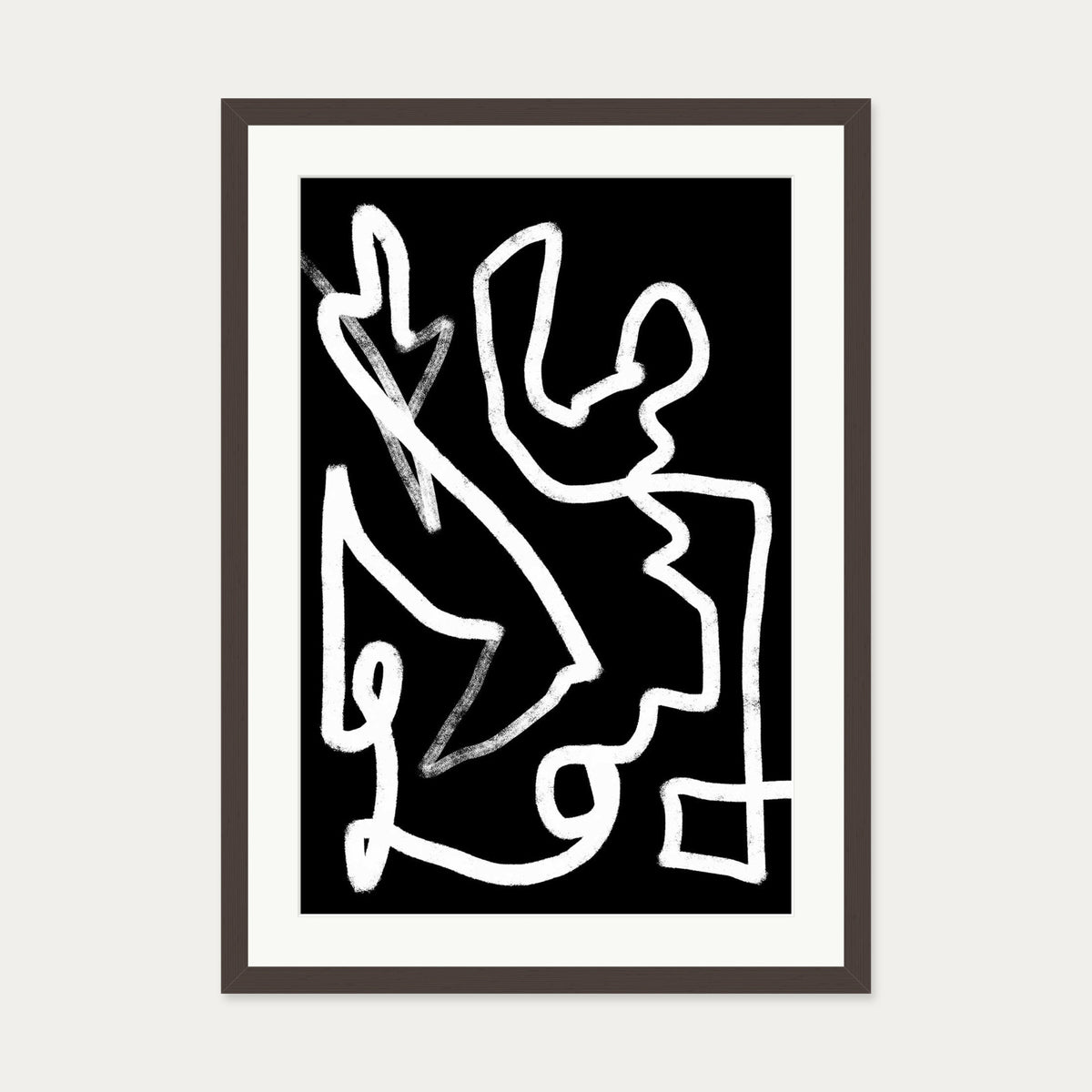 Lines In Movement Art Print — 50 x 70 cm — Brown Frame