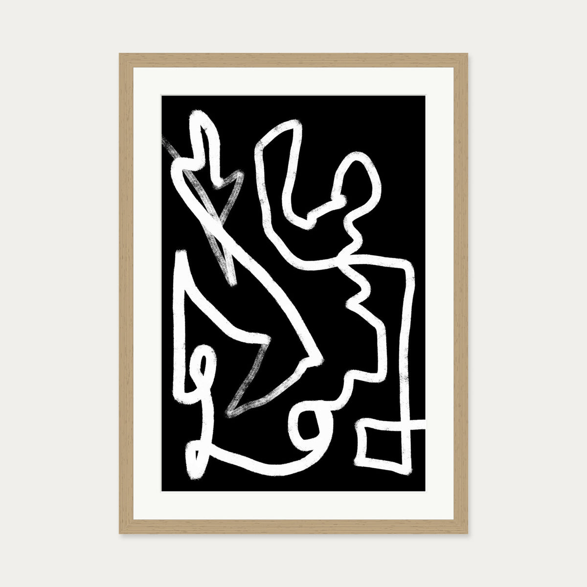 Lines In Movement Art Print — 50 x 70 cm — Oak Frame