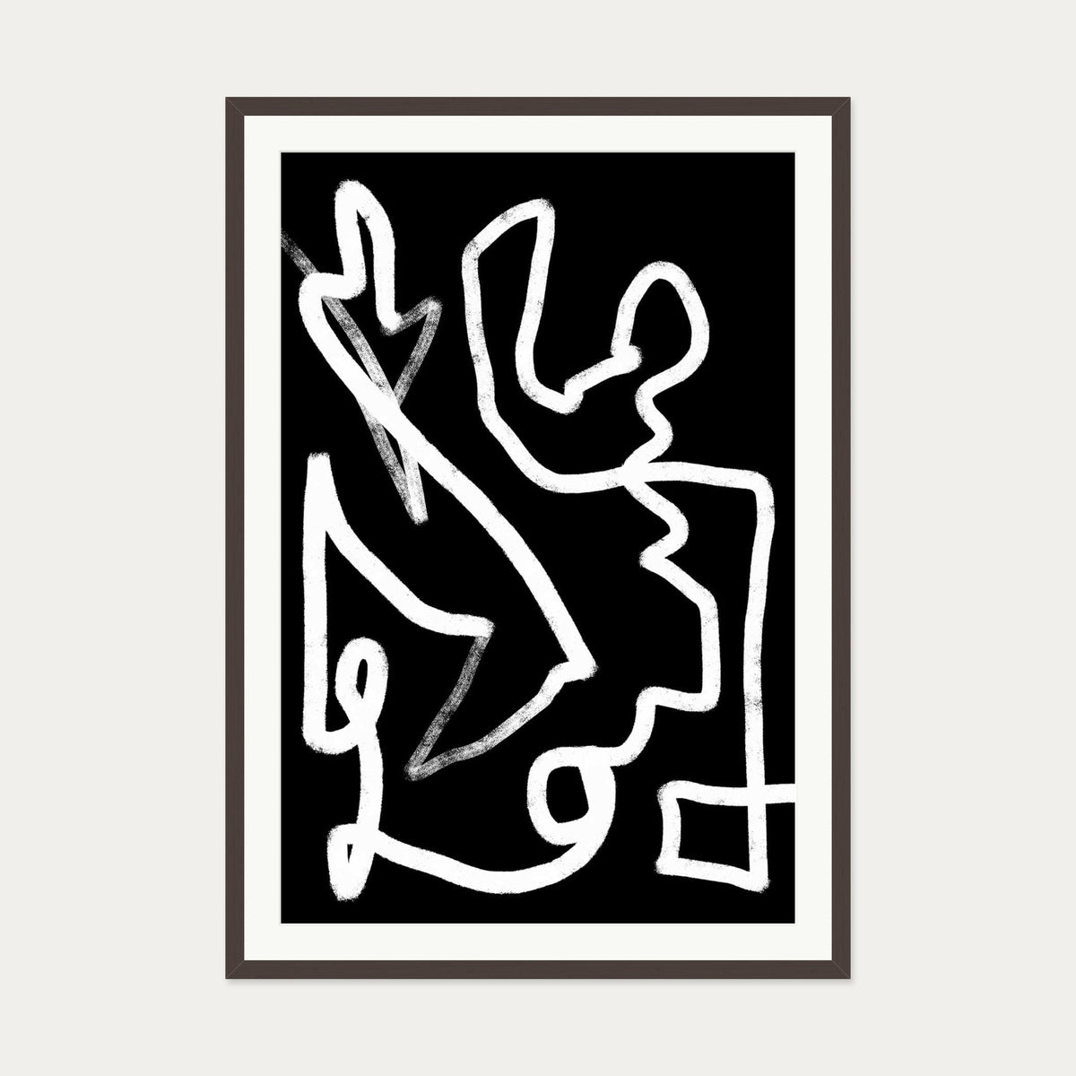 Lines In Movement Art Print — 70 x 100 cm — Brown Frame