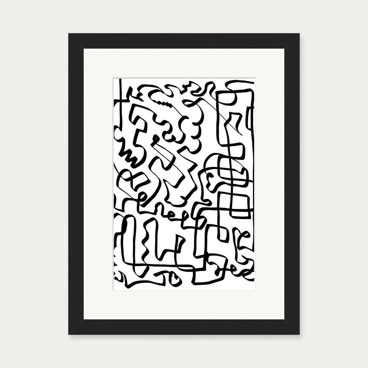 Lines Of The Maze Abstract Art Print — 30 x 40 cm — Black Frame