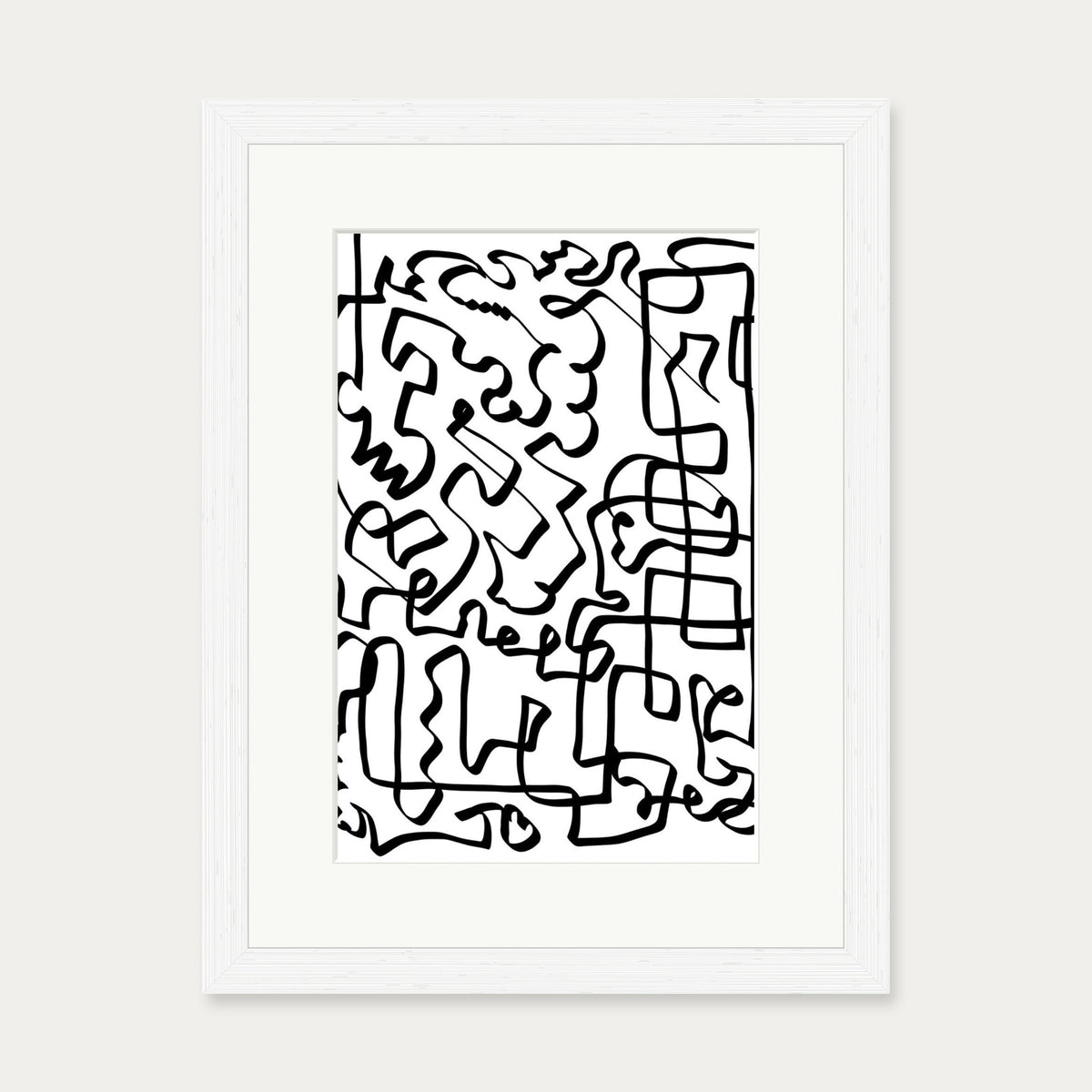 Lines Of The Maze Abstract Art Print — 30 x 40 cm — White Frame