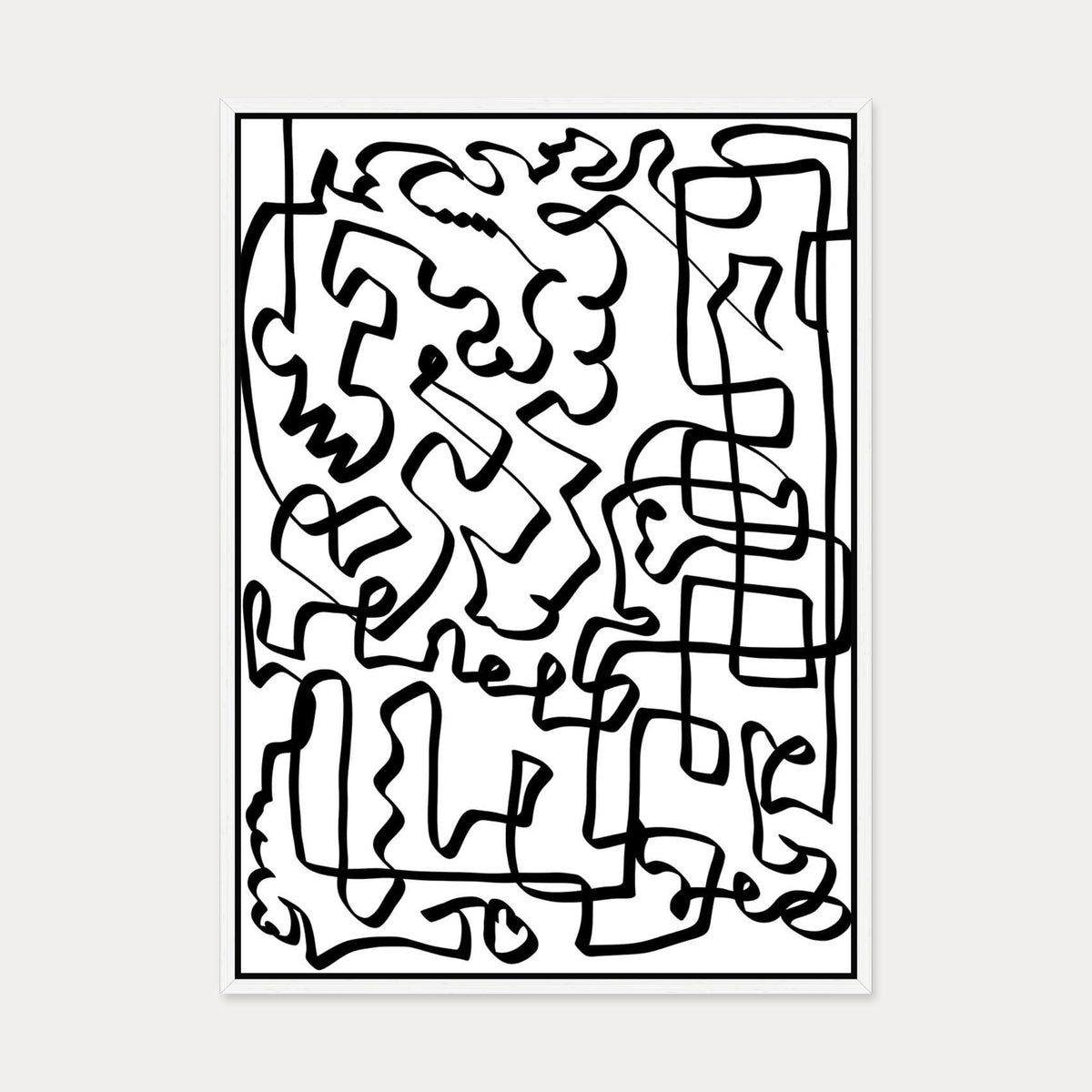Lines Of The Maze Canvas Art — 50 x 70 cm — White Frame