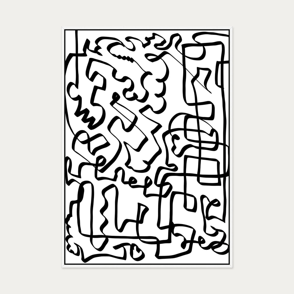 Lines Of The Maze Canvas Art — 70 x 100 cm — White Frame
