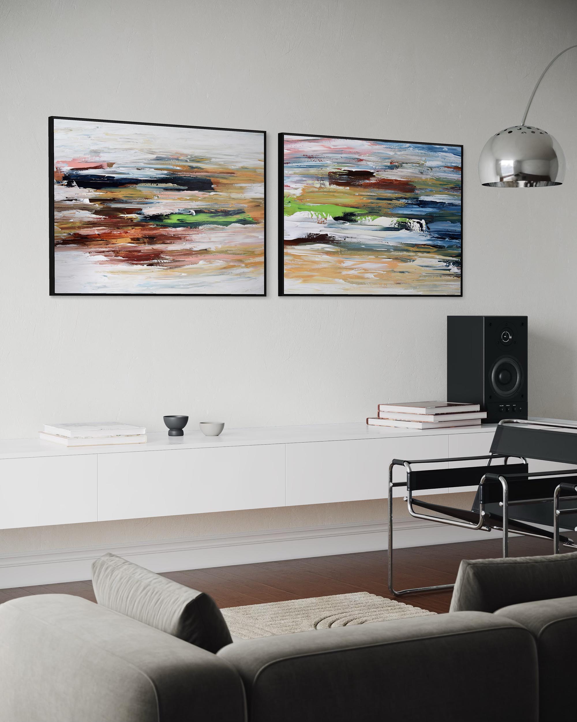 Landscape Beige Abstract Canvas Set Of 2