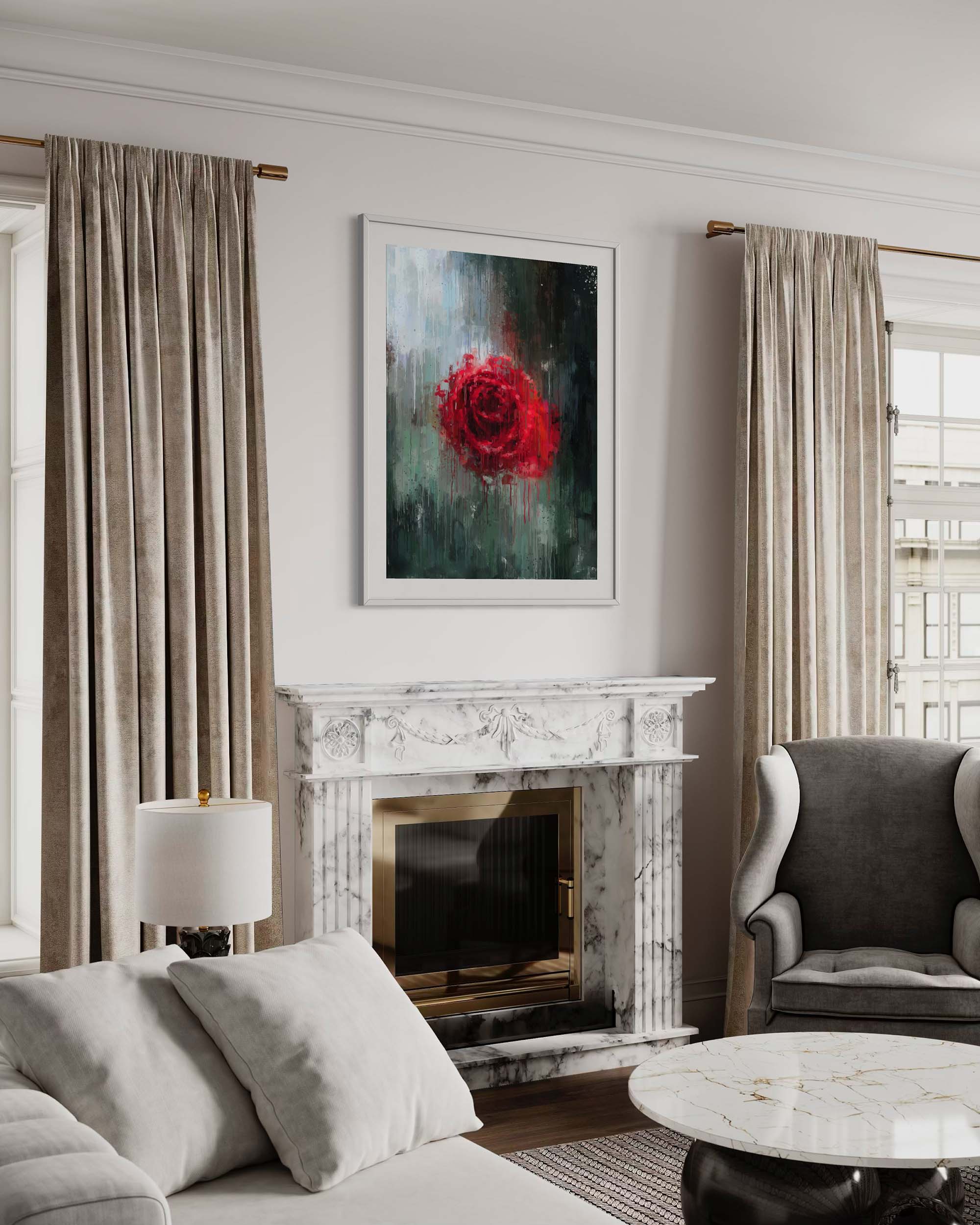 The Red Rose Impressionist Flowers Art Print