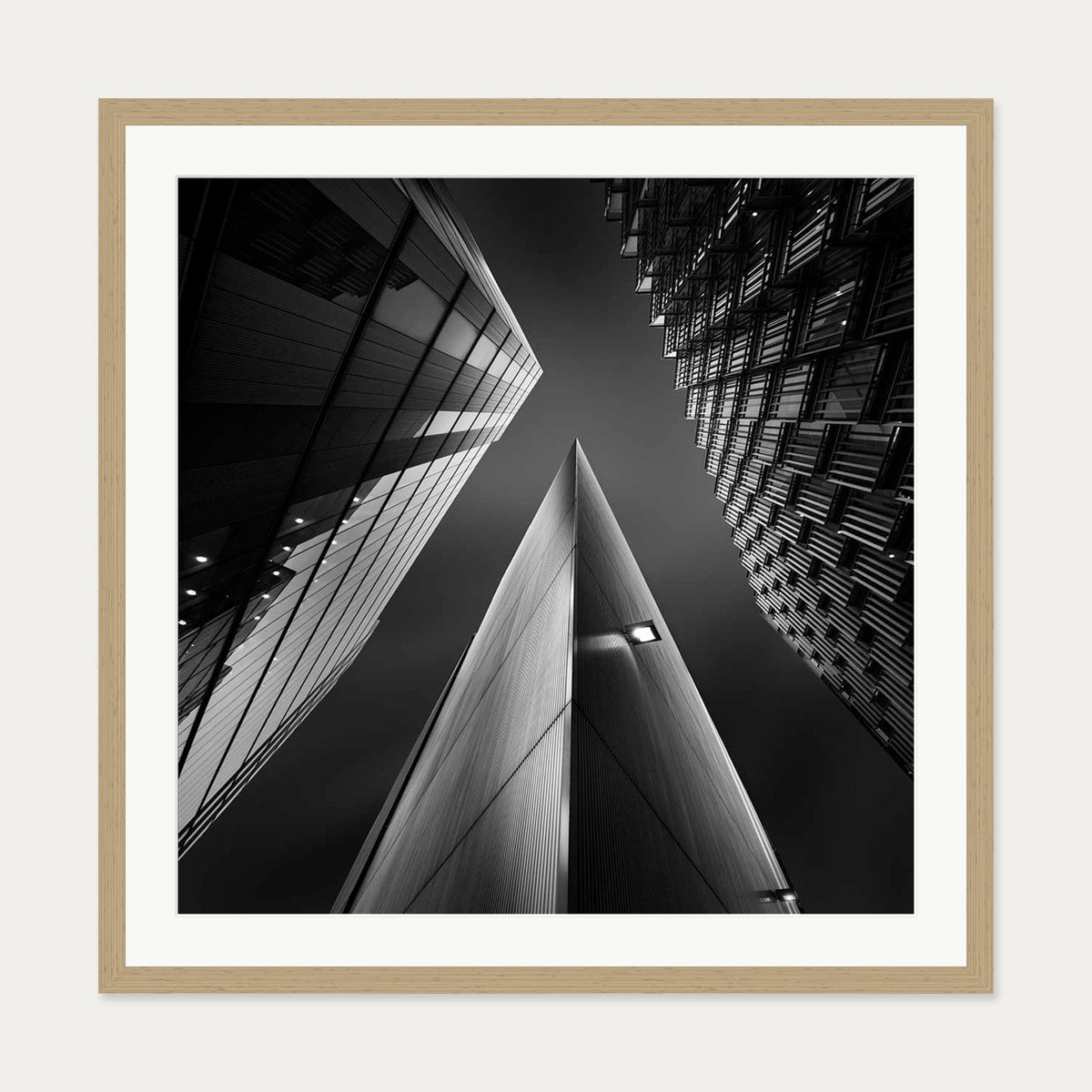 London Sky Wall Art Print — 70 x 70 cm — Oak Frame