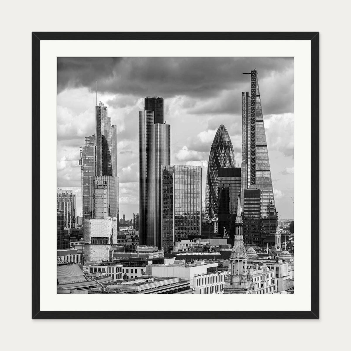 London Skyline Wall Art Print — 70 x 70 cm — Black Frame