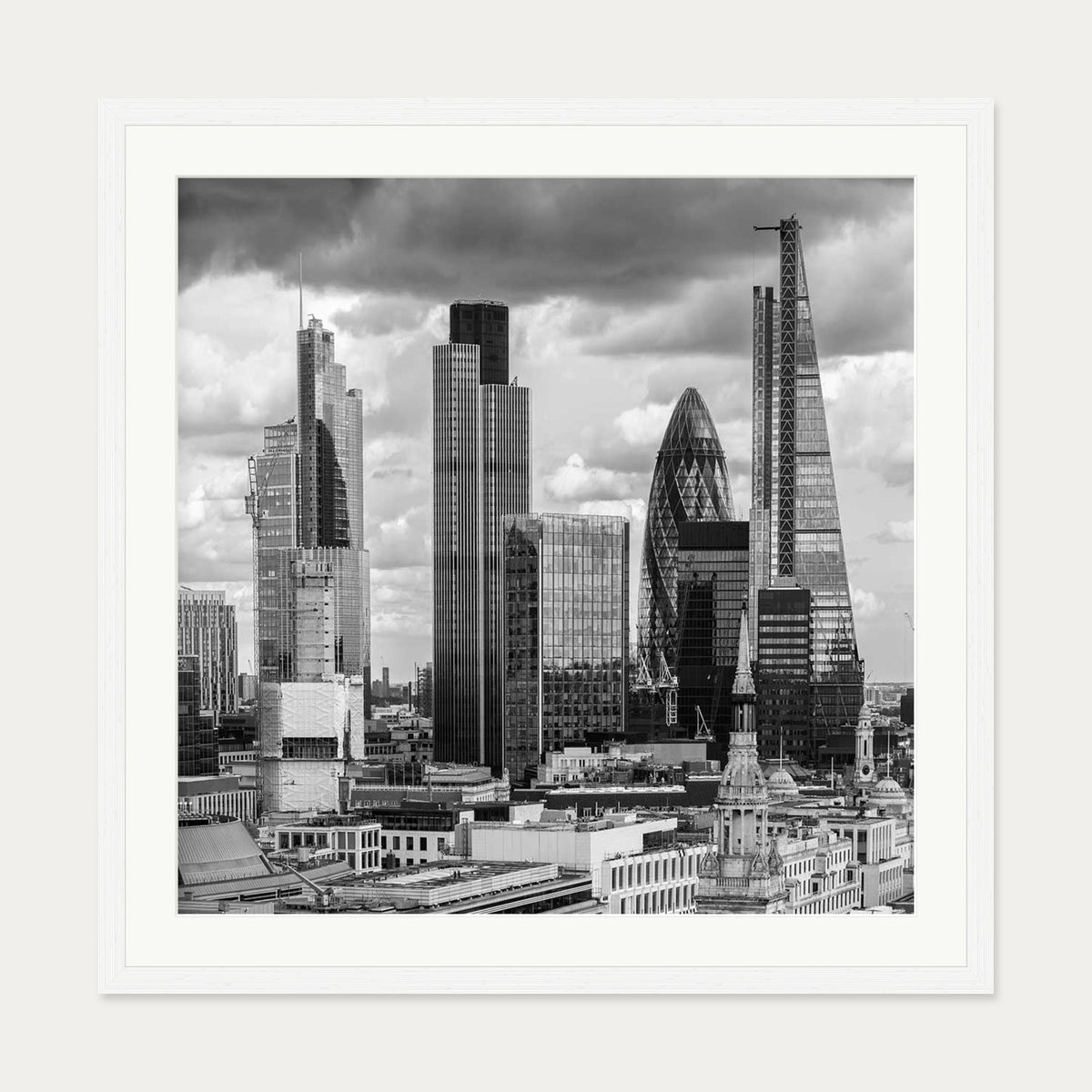London Skyline Wall Art Print — 70 x 70 cm — White Frame
