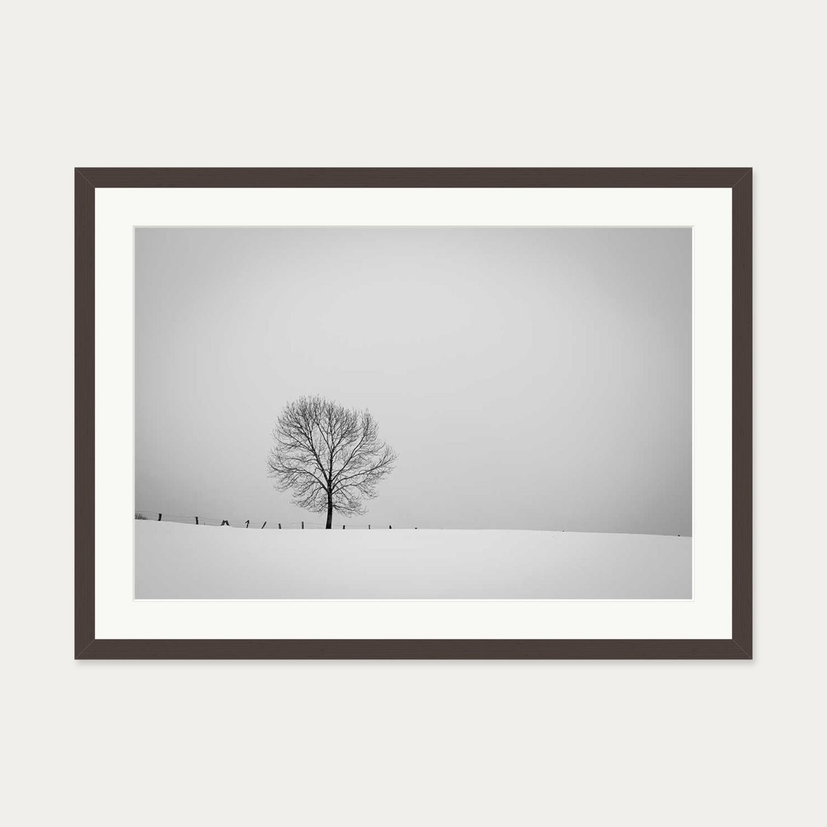 Lone Tree Art Print — 50 x 70 cm — Brown Frame