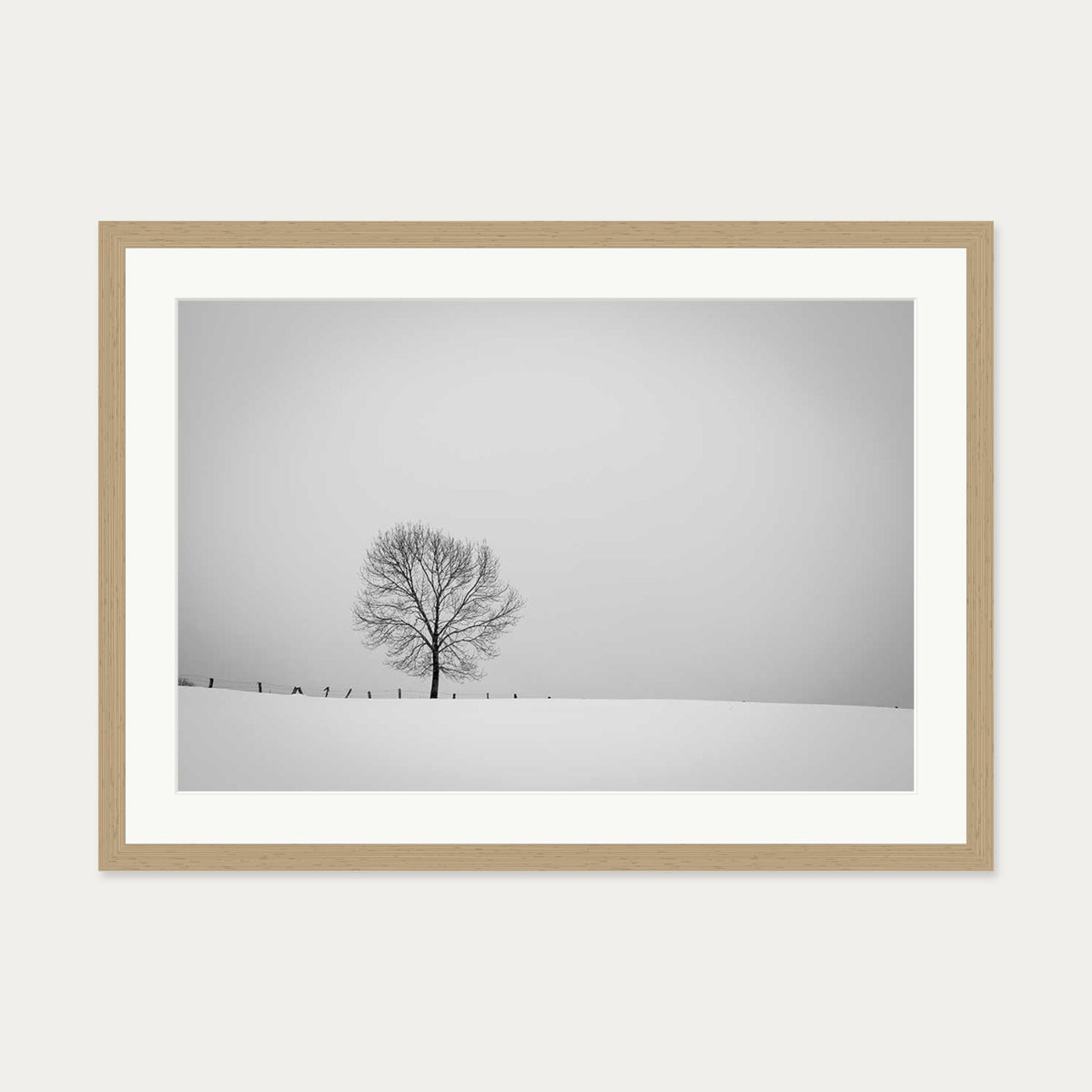 Lone Tree Art Print — 50 x 70 cm — Oak Frame