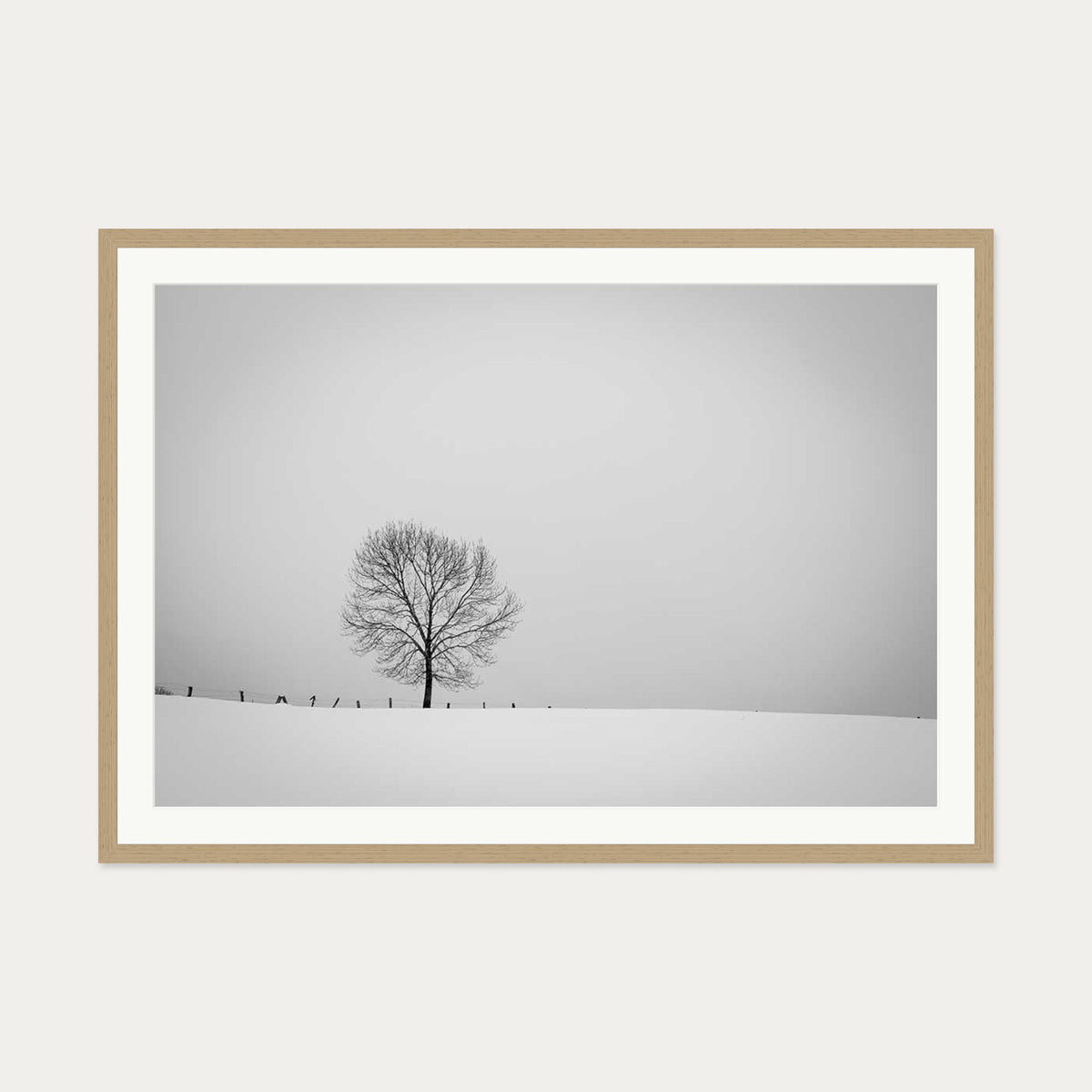 Lone Tree Art Print — 70 x 100 cm — Oak Frame