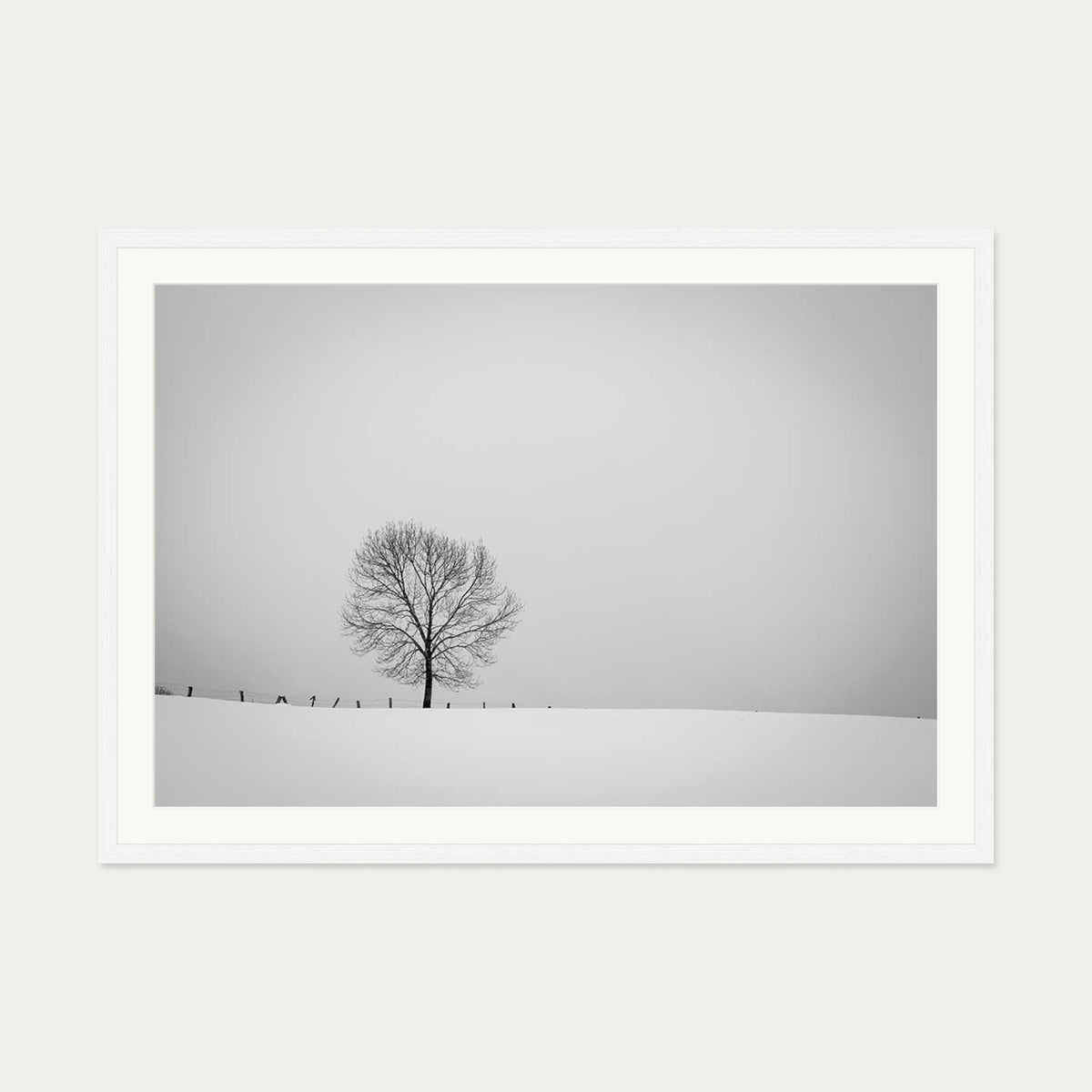 Lone Tree Art Print — 70 x 100 cm — White Frame