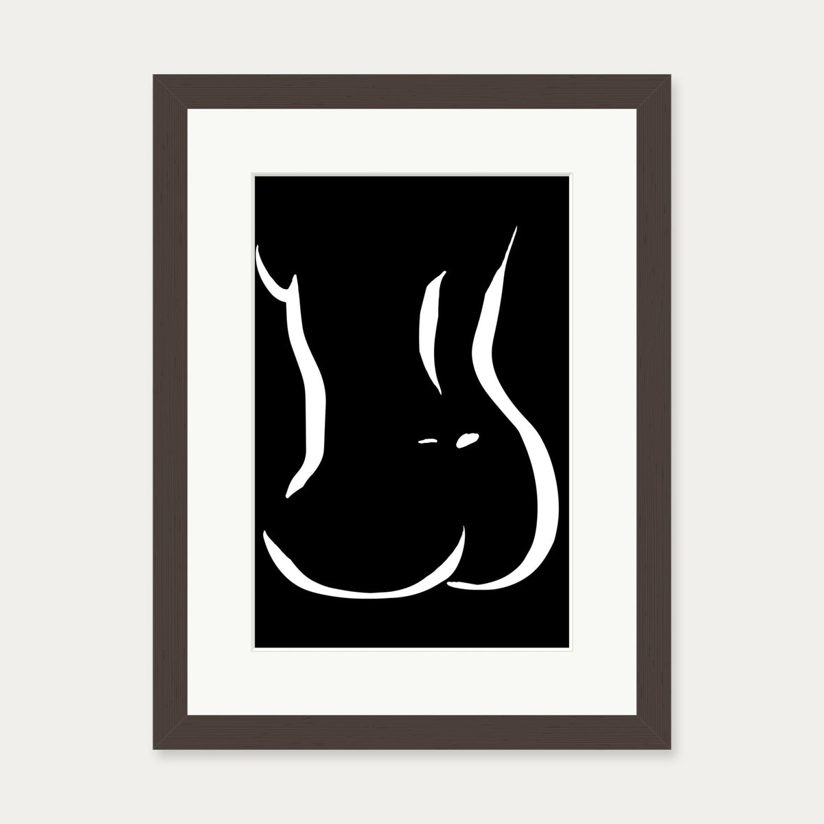 Lower Figure Line Art Print — 30 x 40 cm — Brown Frame
