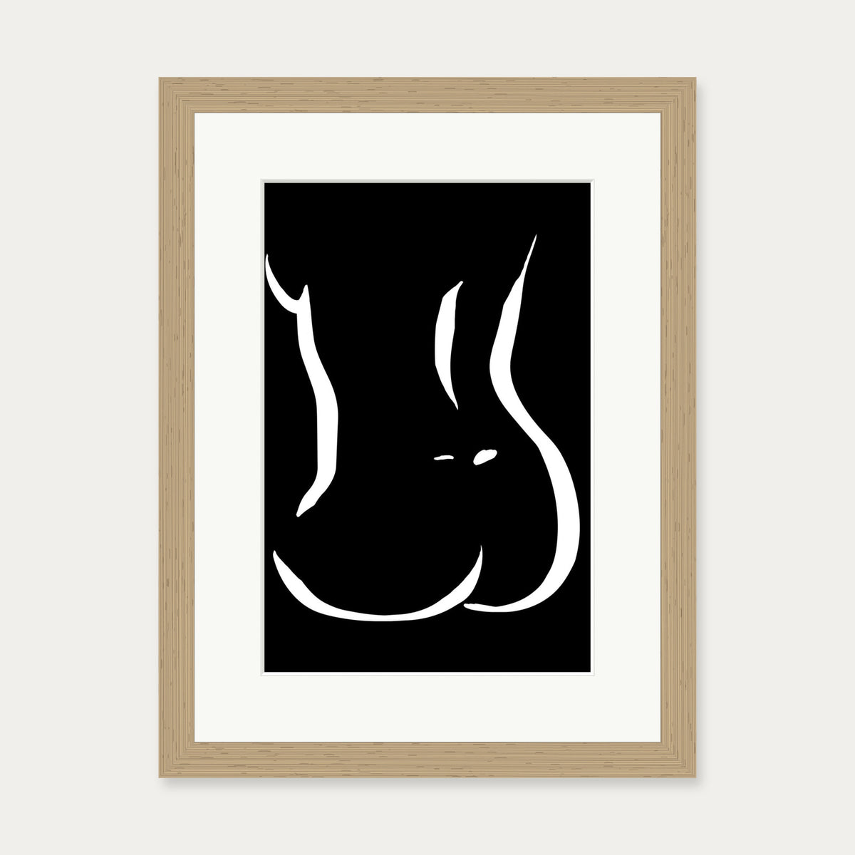 Lower Figure Line Art Print — 30 x 40 cm — Oak Frame