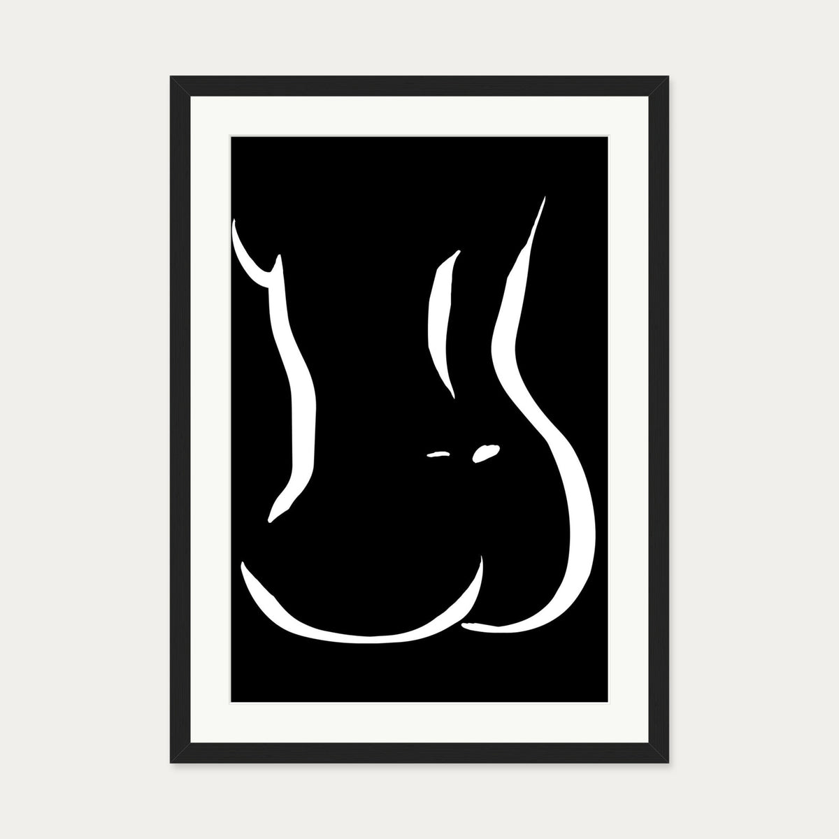Lower Figure Line Art Print — 50 x 70 cm — Black Frame