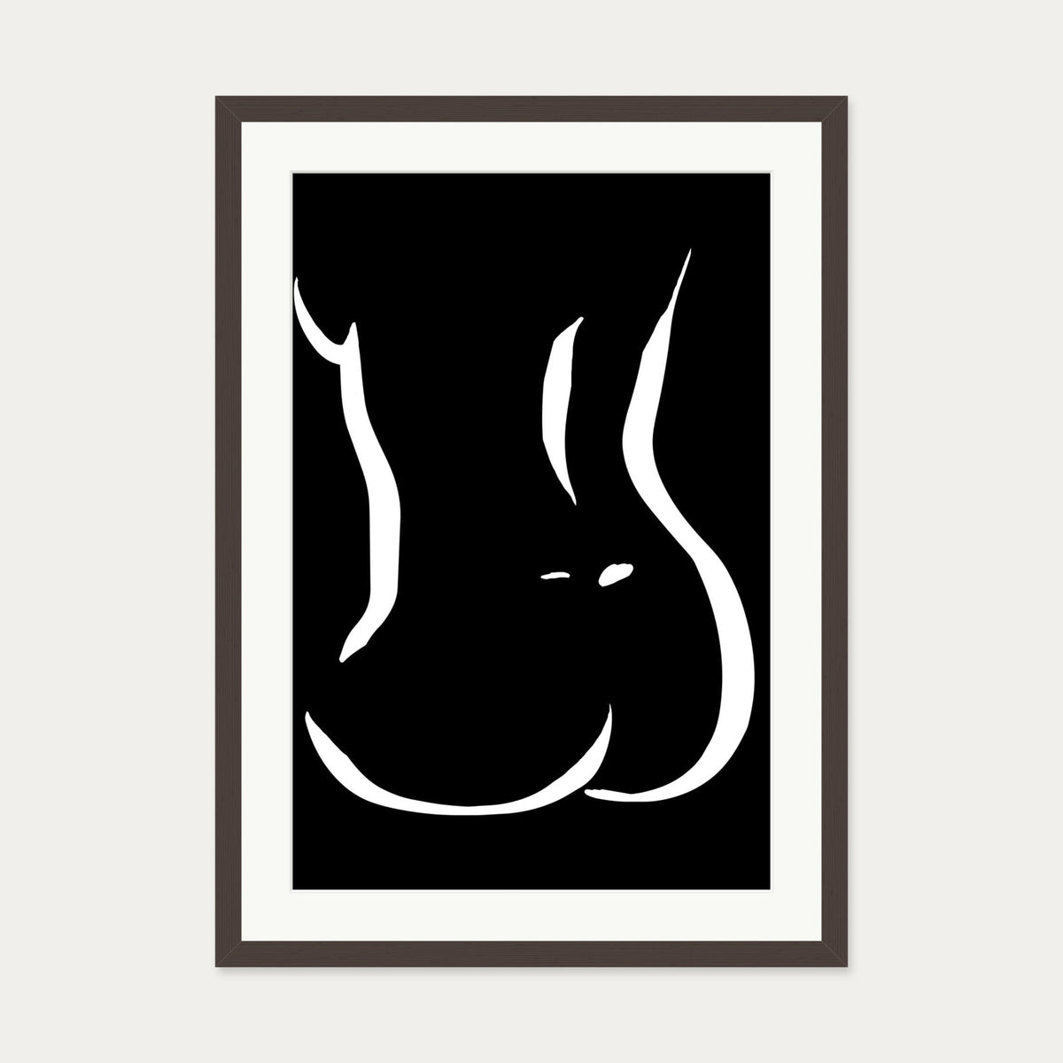 Lower Figure Line Art Print — 50 x 70 cm — Brown Frame