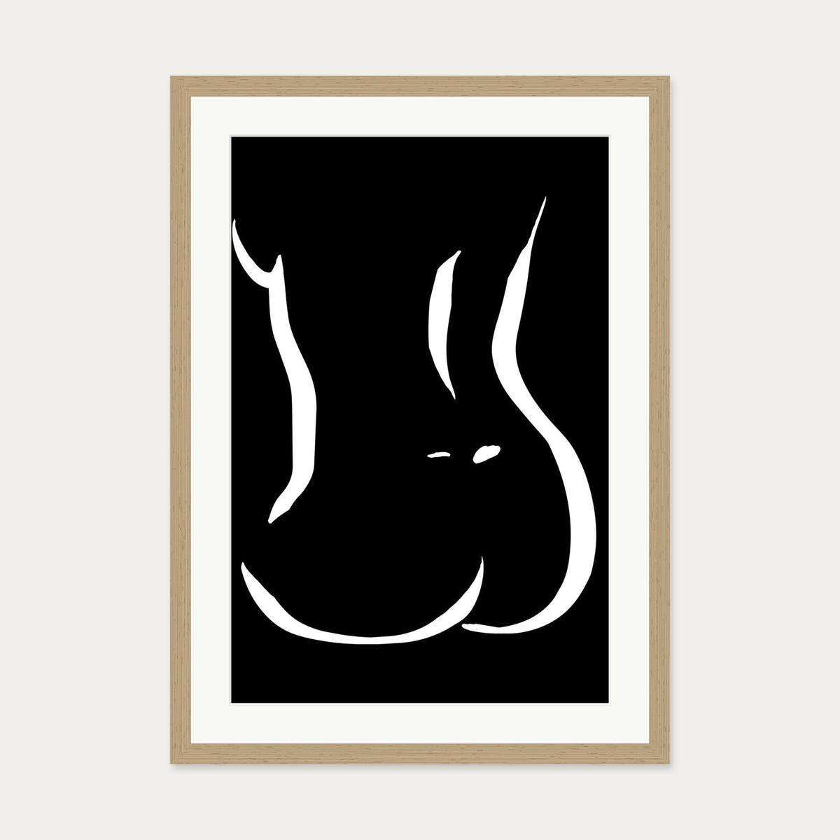 Lower Figure Line Art Print — 50 x 70 cm — Oak Frame