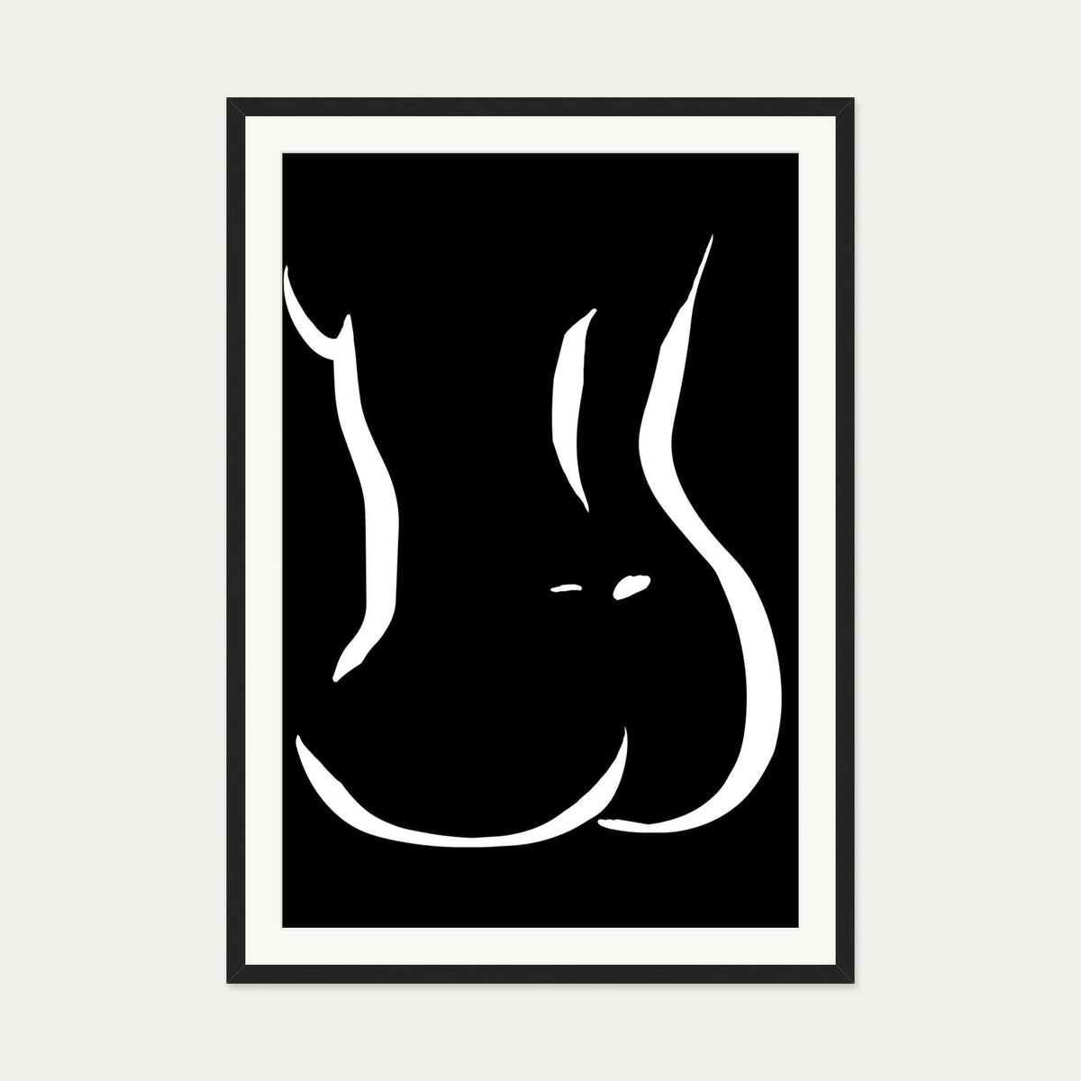 Lower Figure Line Art Print — 70 x 100 cm — Black Frame