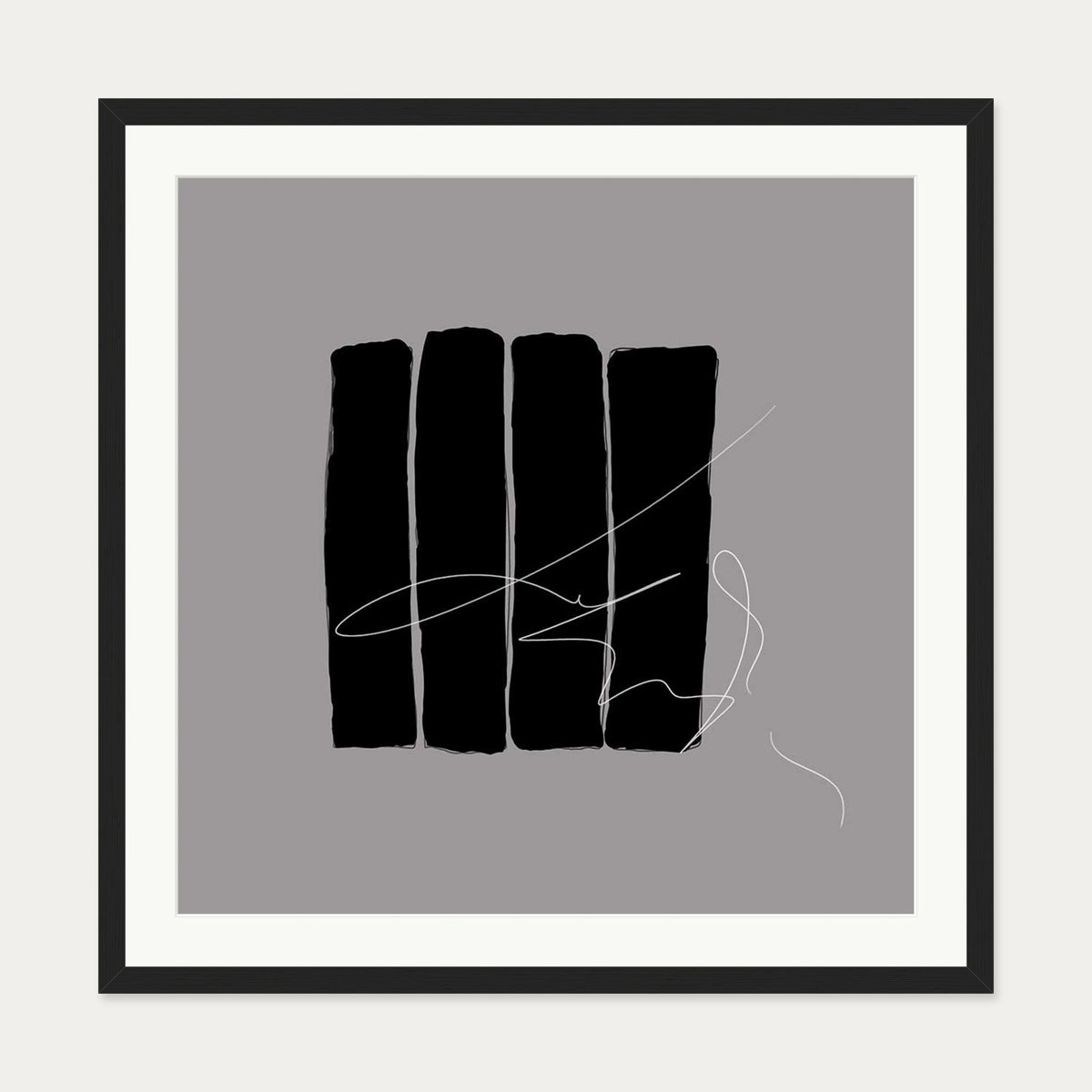 Lyrical Abstract I Art Print — 70 x 70 cm — Black Frame