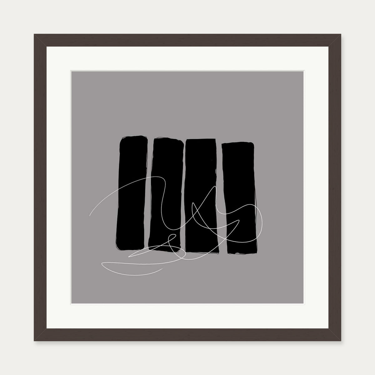 Lyrical Abstract II Art Print — 50 x 50 cm — Brown Frame