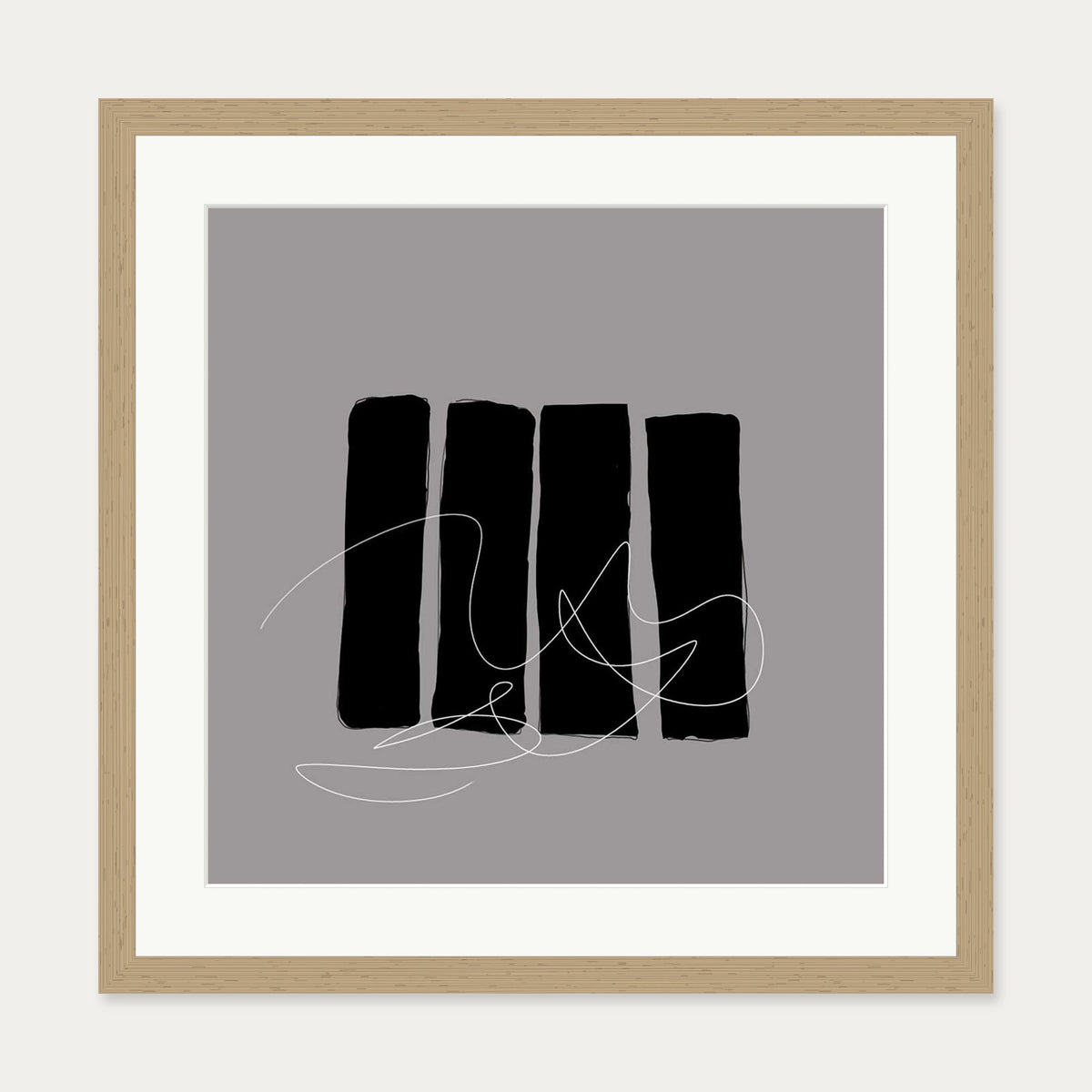 Lyrical Abstract II Art Print — 50 x 50 cm — Oak Frame