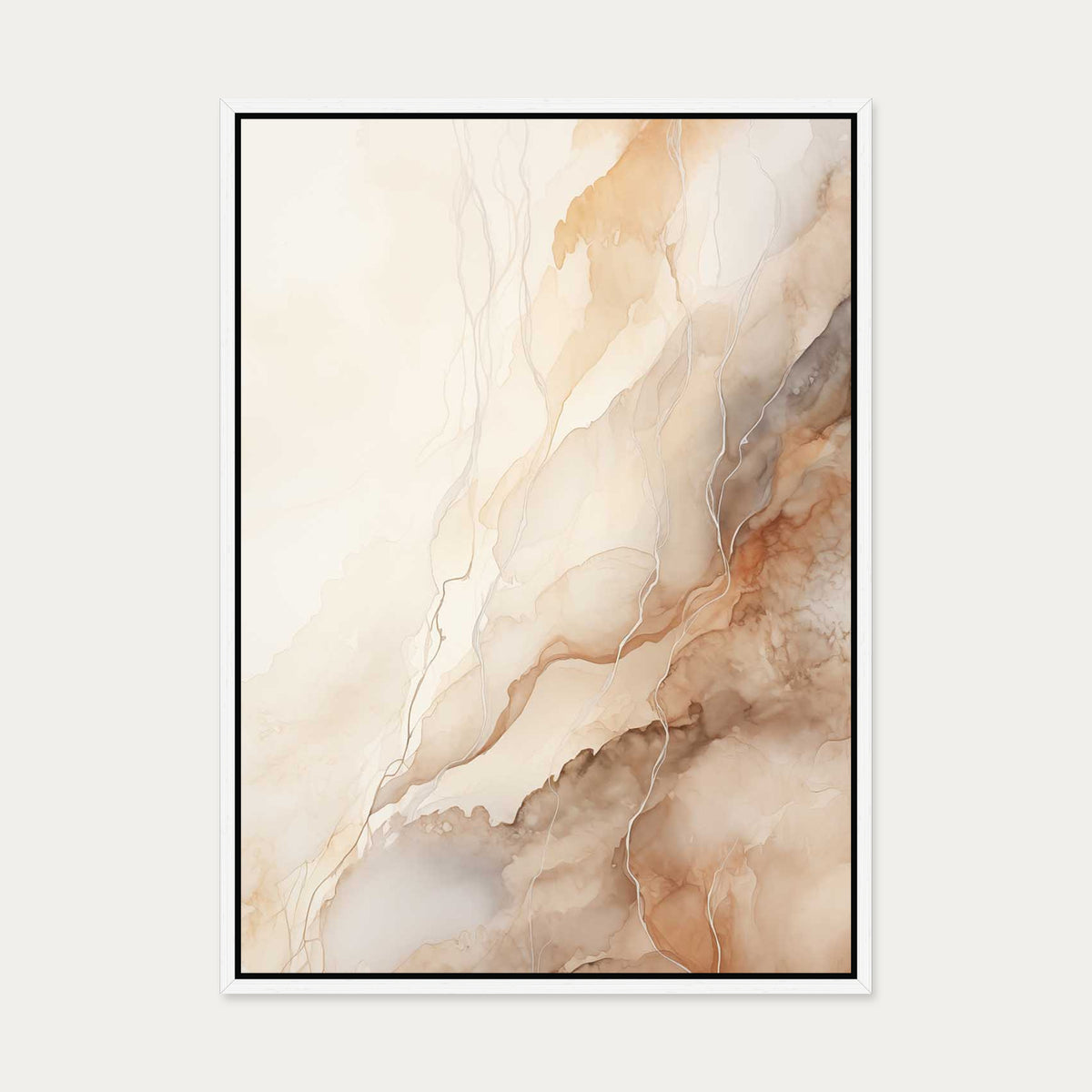 Marble Beige Canvas Art — 50 x 70 cm — White Frame