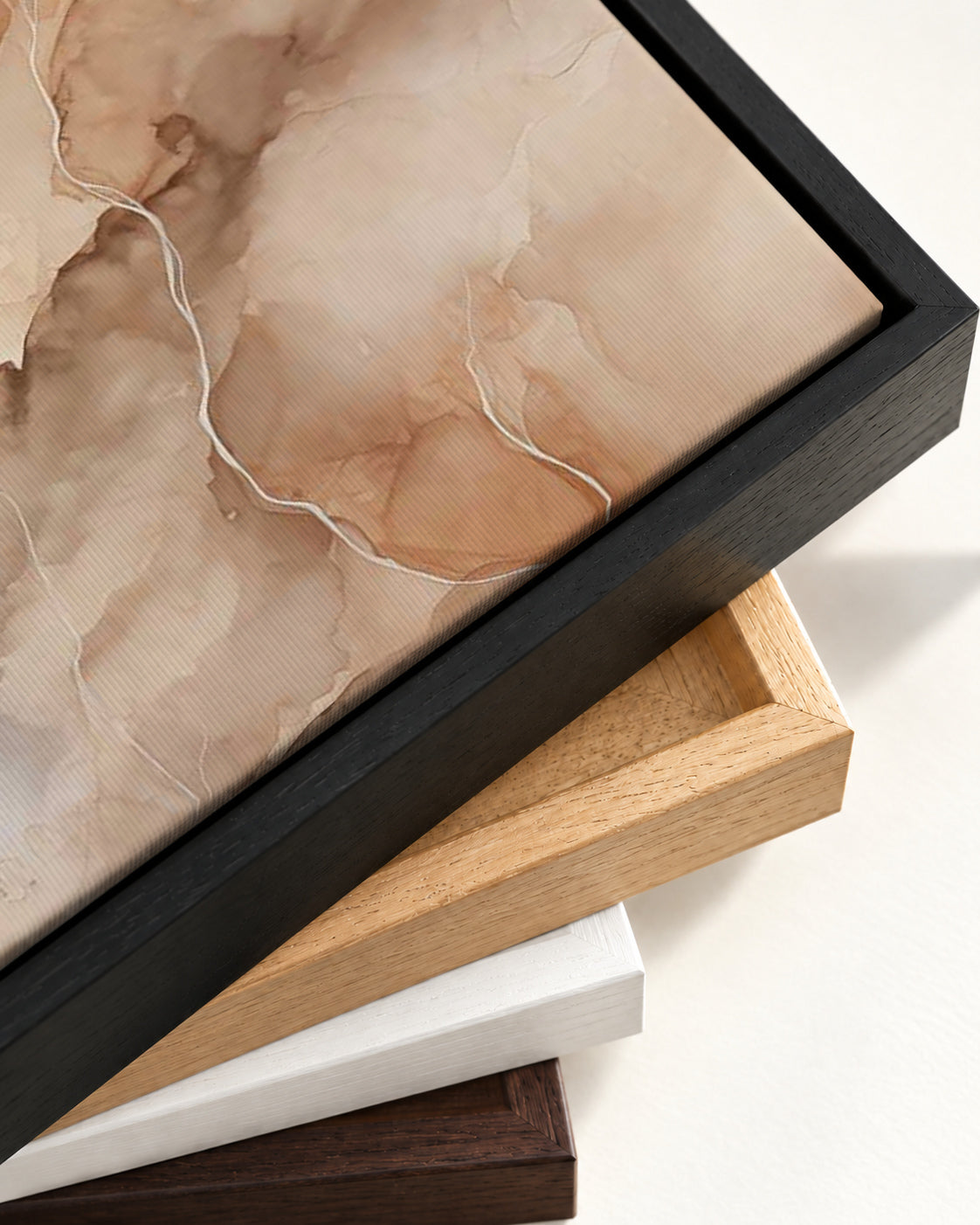Marble Beige Canvas Art — framed canvas corner and wrapped canvas detail
