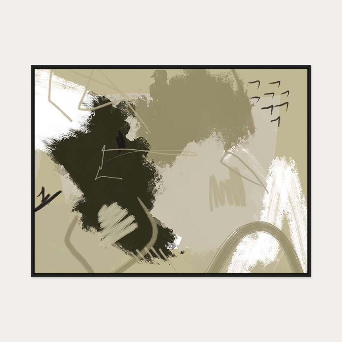 Mark Making Study Canvas Art — 90 x 120 cm — Black Frame