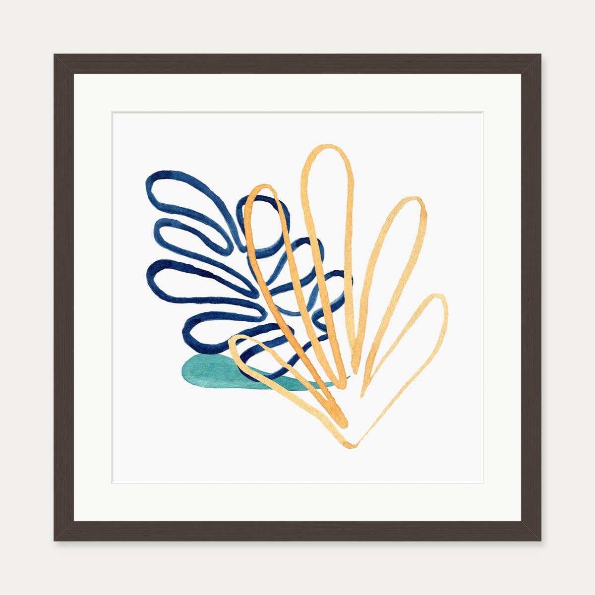 Matisse Botanical Square Art Print — 50 x 50 cm — Brown Frame