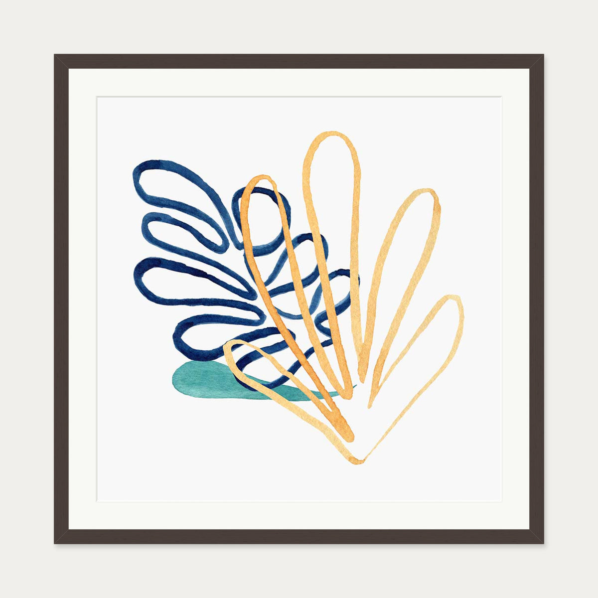 Matisse Botanical Square Art Print — 70 x 70 cm — Brown Frame