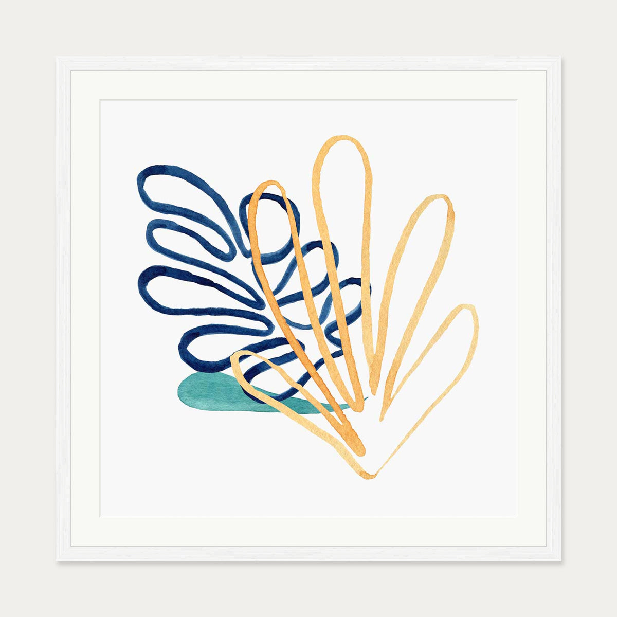 Matisse Botanical Square Art Print — 70 x 70 cm — White Frame