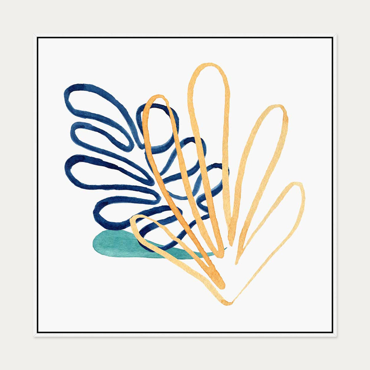 Matisse Botanical Square Canvas Art — 100 x 100 cm — White Frame