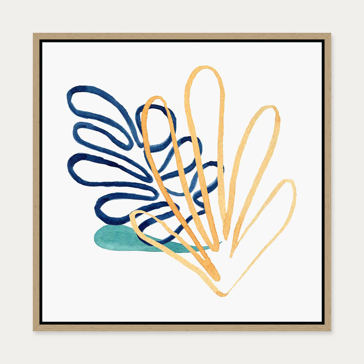 Matisse Botanical Square Canvas Art — 50 x 50 cm — Oak Frame
