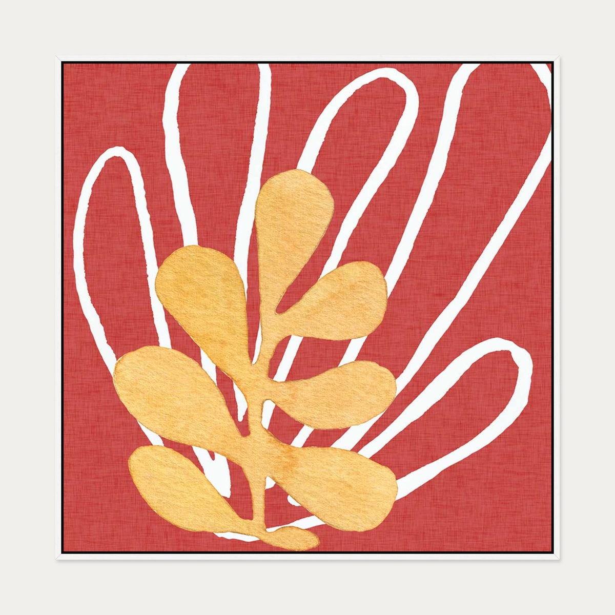 Matisse Red Coral Canvas Art — 100 x 100 cm — White Frame
