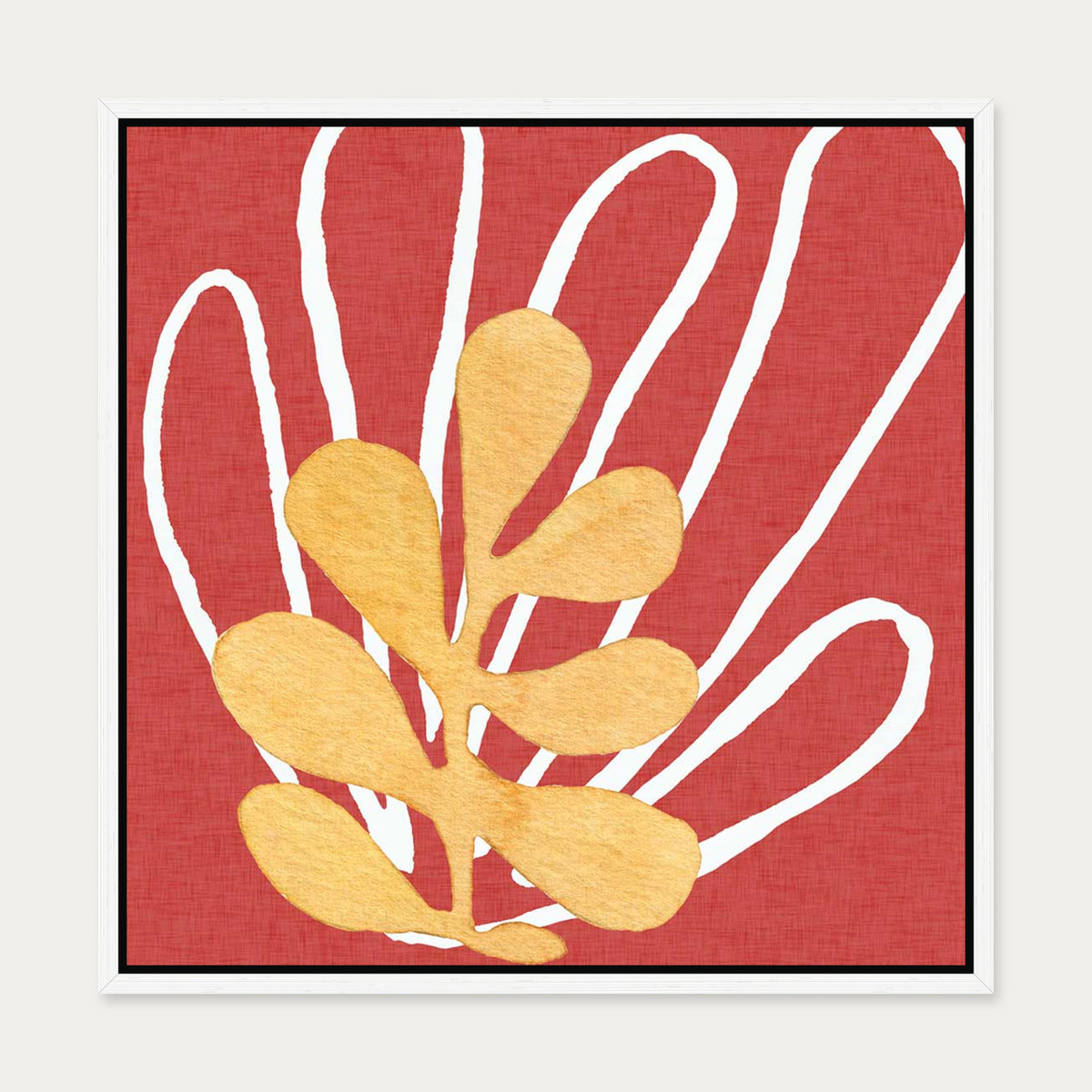 Matisse Red Coral Canvas Art — 50 x 50 cm — White Frame